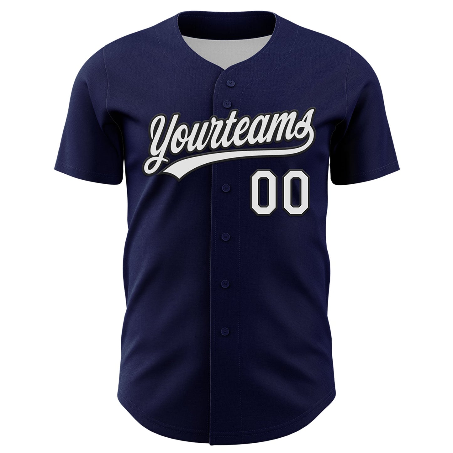 Custom Navy White-Black 3D Funny Christmas Authentic Baseball Jersey view 2