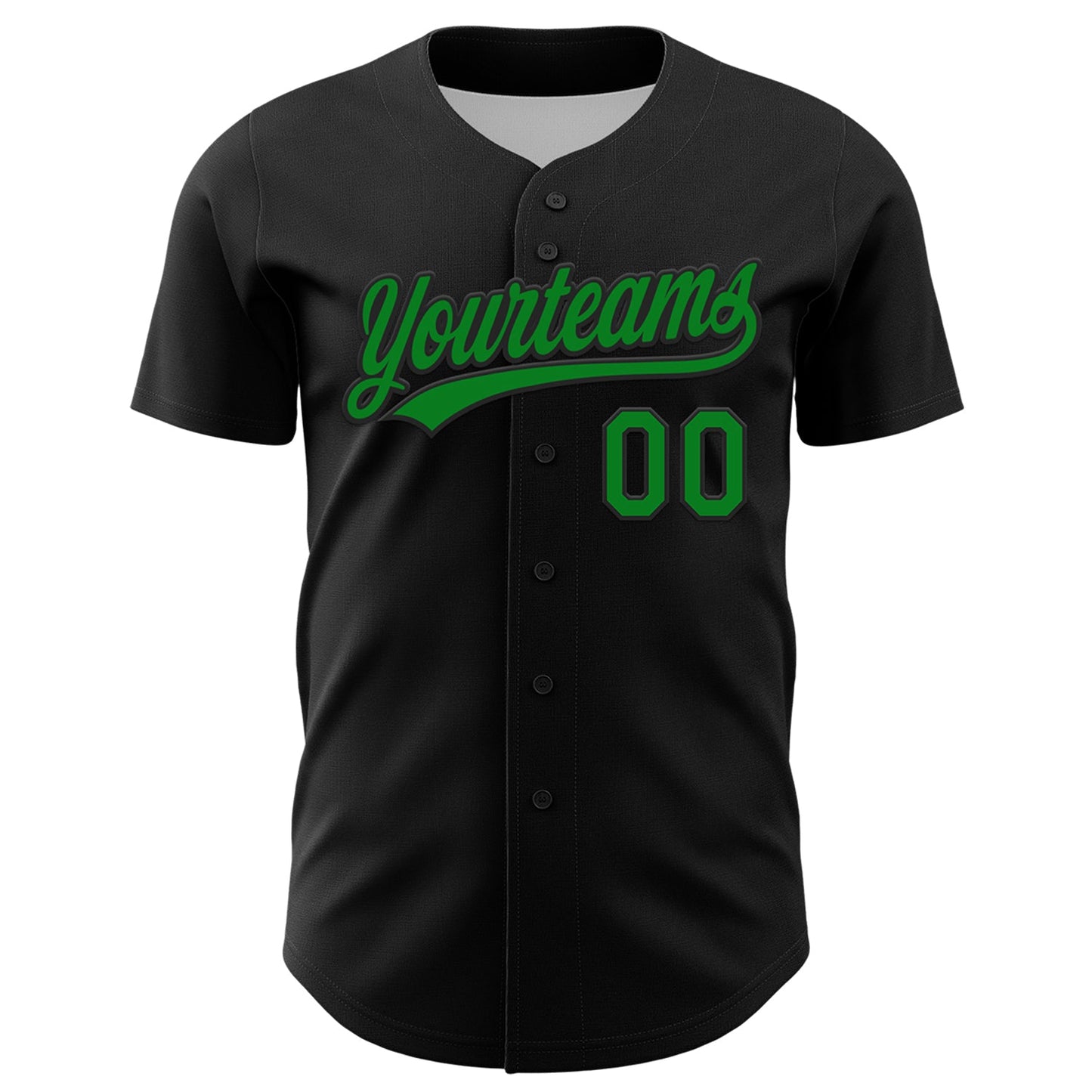 Custom Black Grass Green-Red 3D Funny Christmas Authentic Baseball Jersey view 2