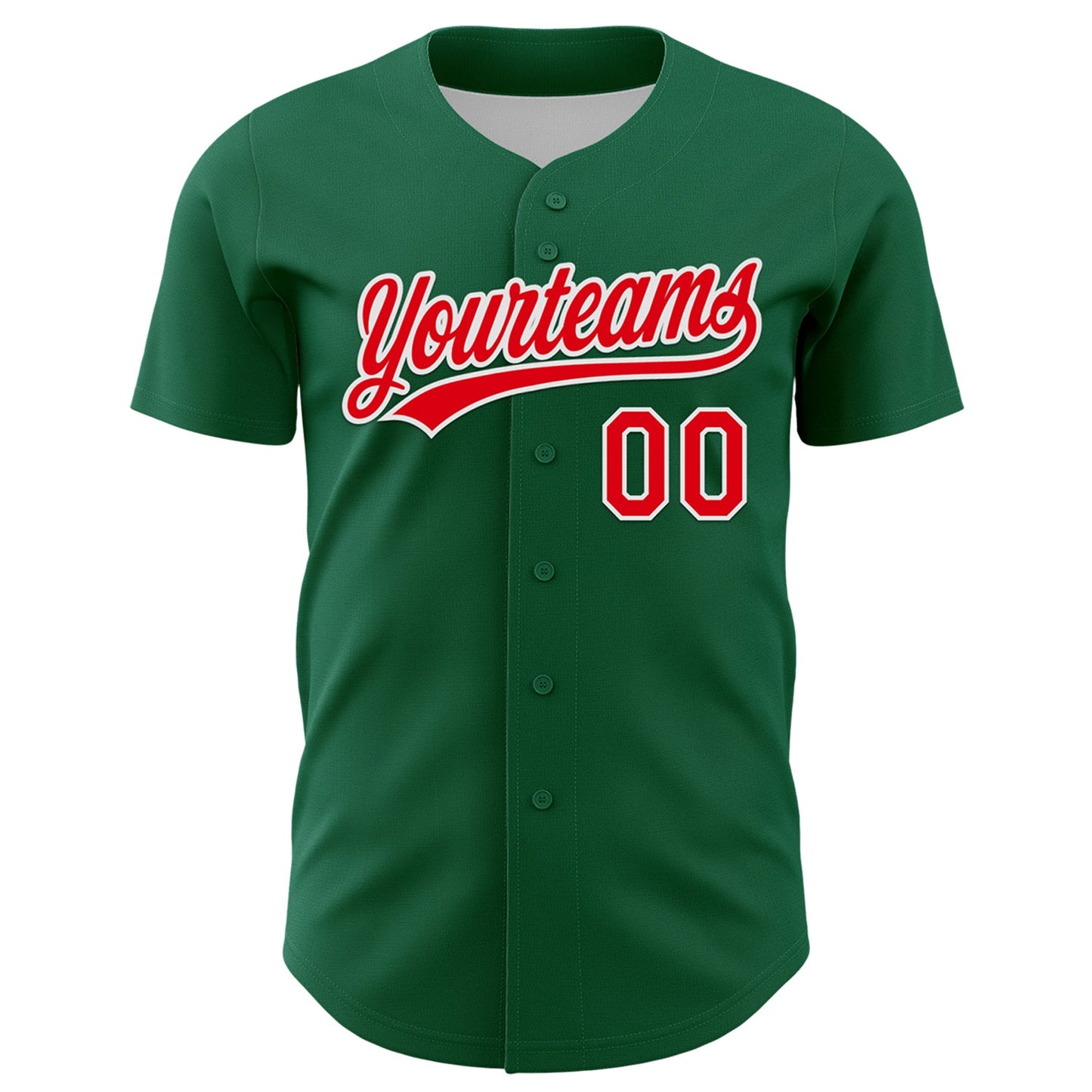 Custom Kelly Green Fire Red-White 3D Funny Christmas Authentic Baseball Jersey view 2