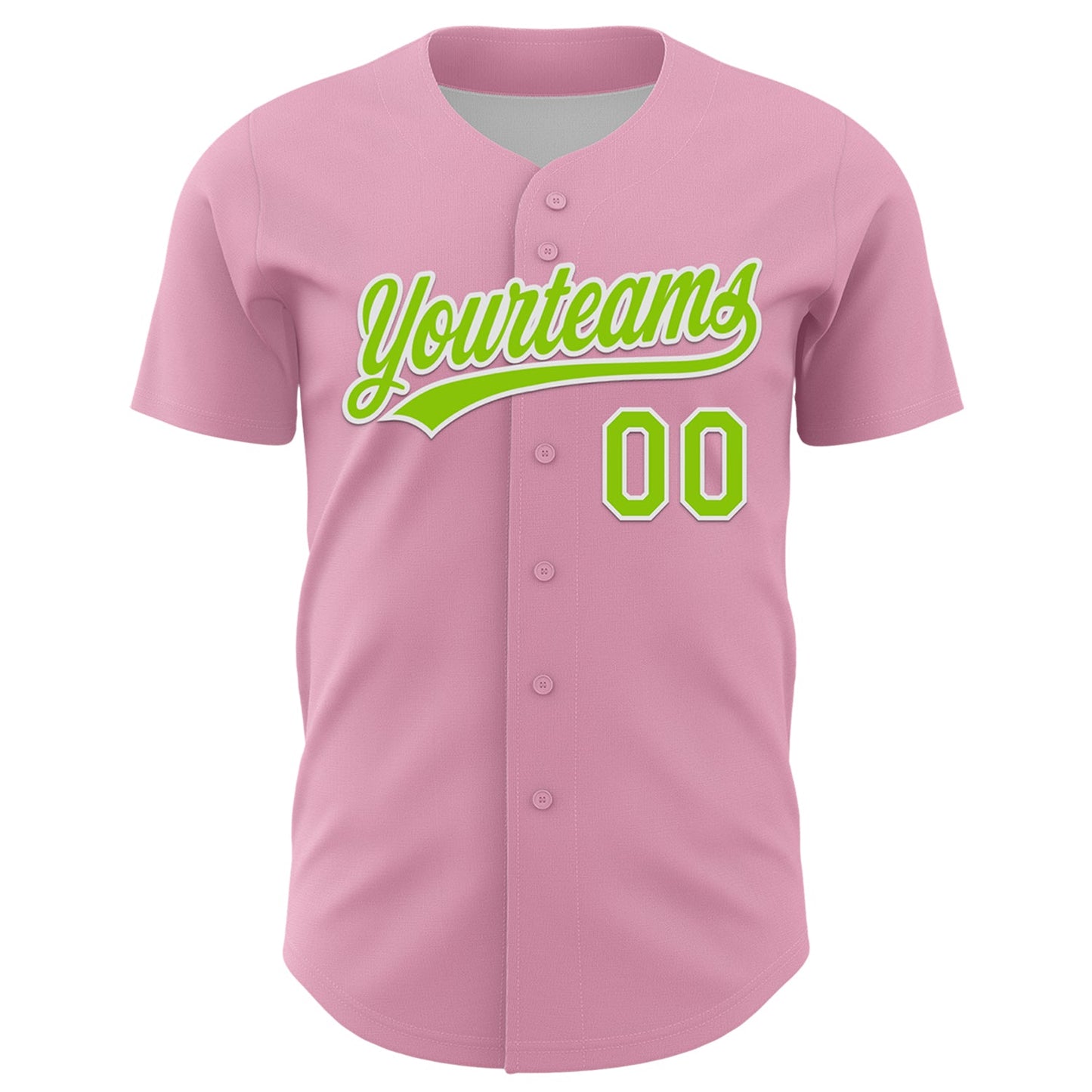 Custom Light Pink Neon Green Red-Kelly Green 3D Funny Christmas Authentic Baseball Jersey view 2