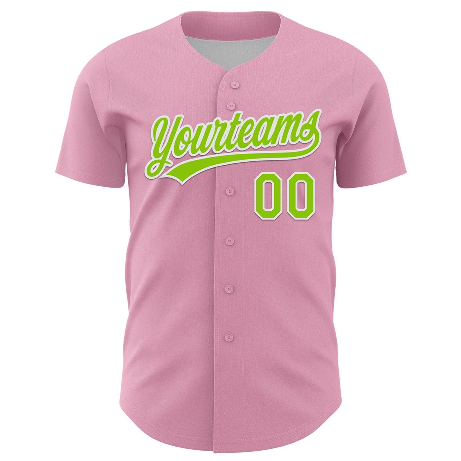Custom Light Pink Neon Green Red-Kelly Green 3D Funny Christmas Authentic Baseball Jersey view 2