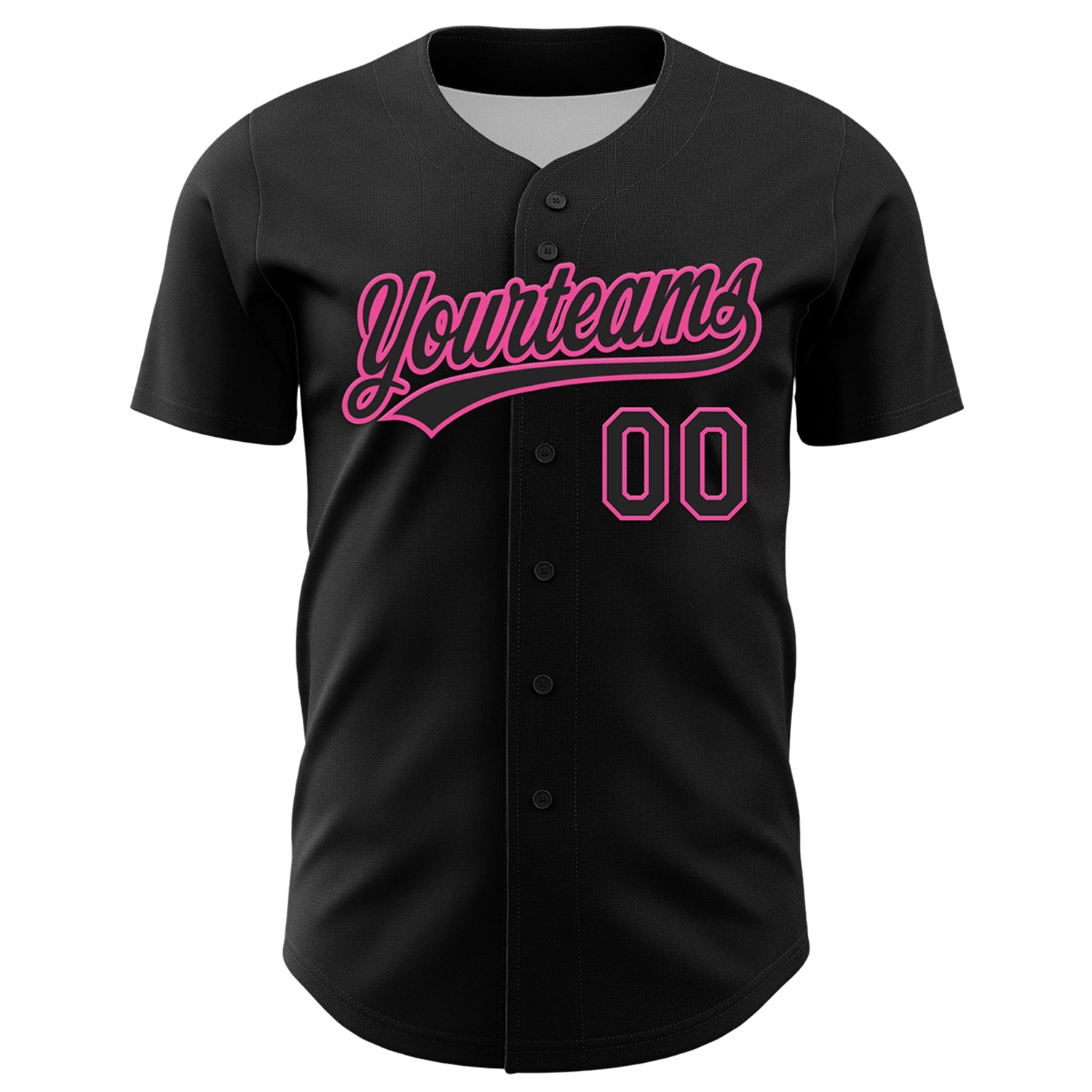 Custom Black Pink 3D Love Heart Valentine's Day Authentic Baseball Jersey view 2