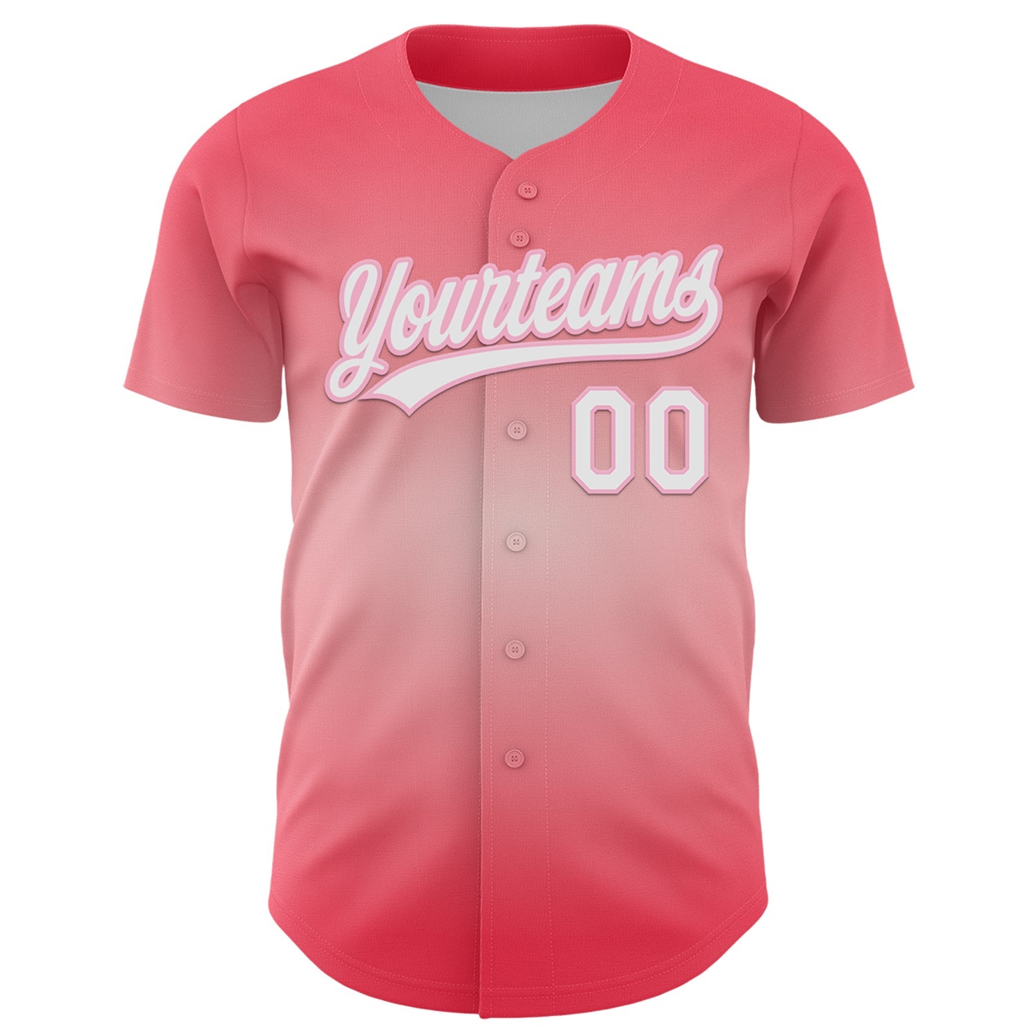 Custom Medium Pink White-Light Pink 3D Love Heart Valentine's Day Authentic Baseball Jersey view 2