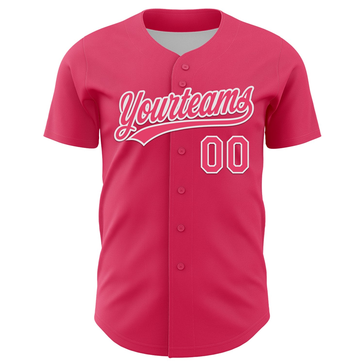 Custom Neon Pink White 3D Love Heart Valentine's Day Authentic Baseball Jersey view 2