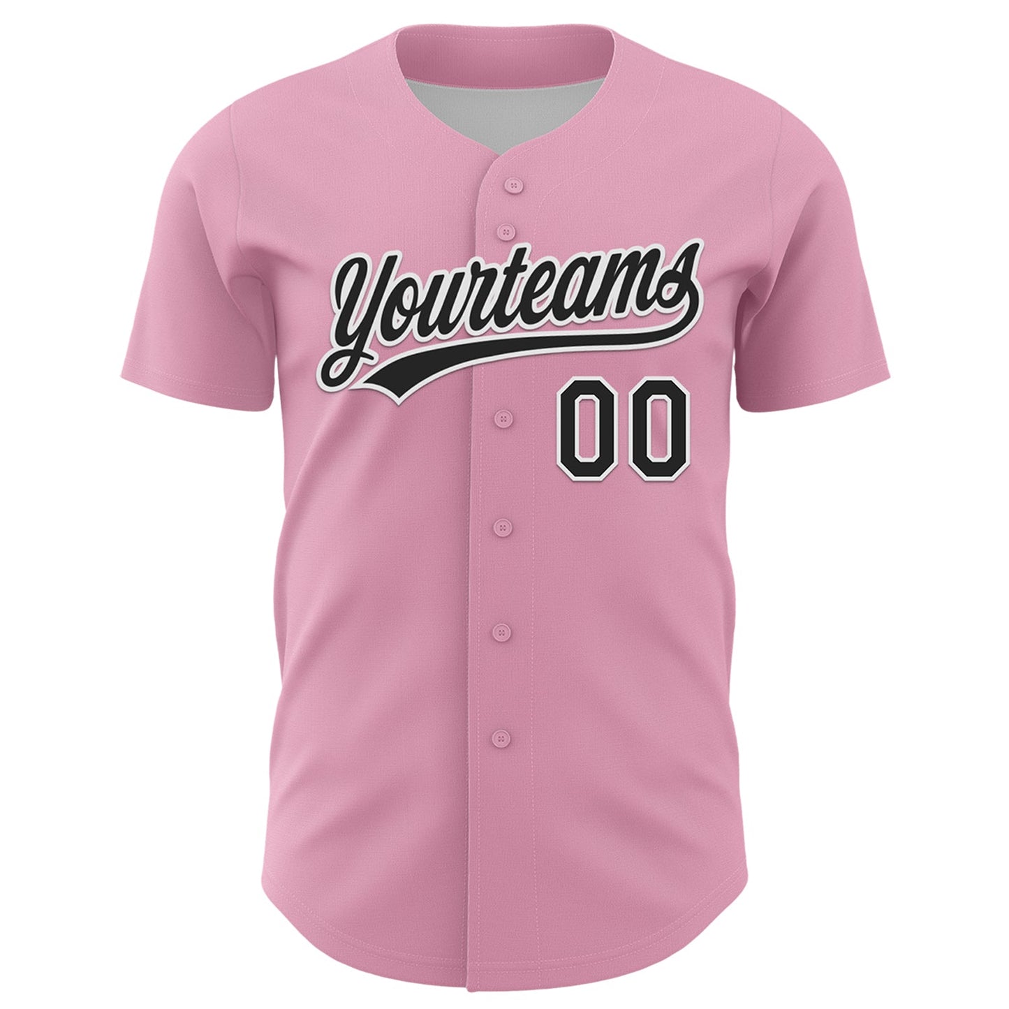 Custom Light Pink Black-White 3D Love Heart Valentine's Day Authentic Baseball Jersey view 2