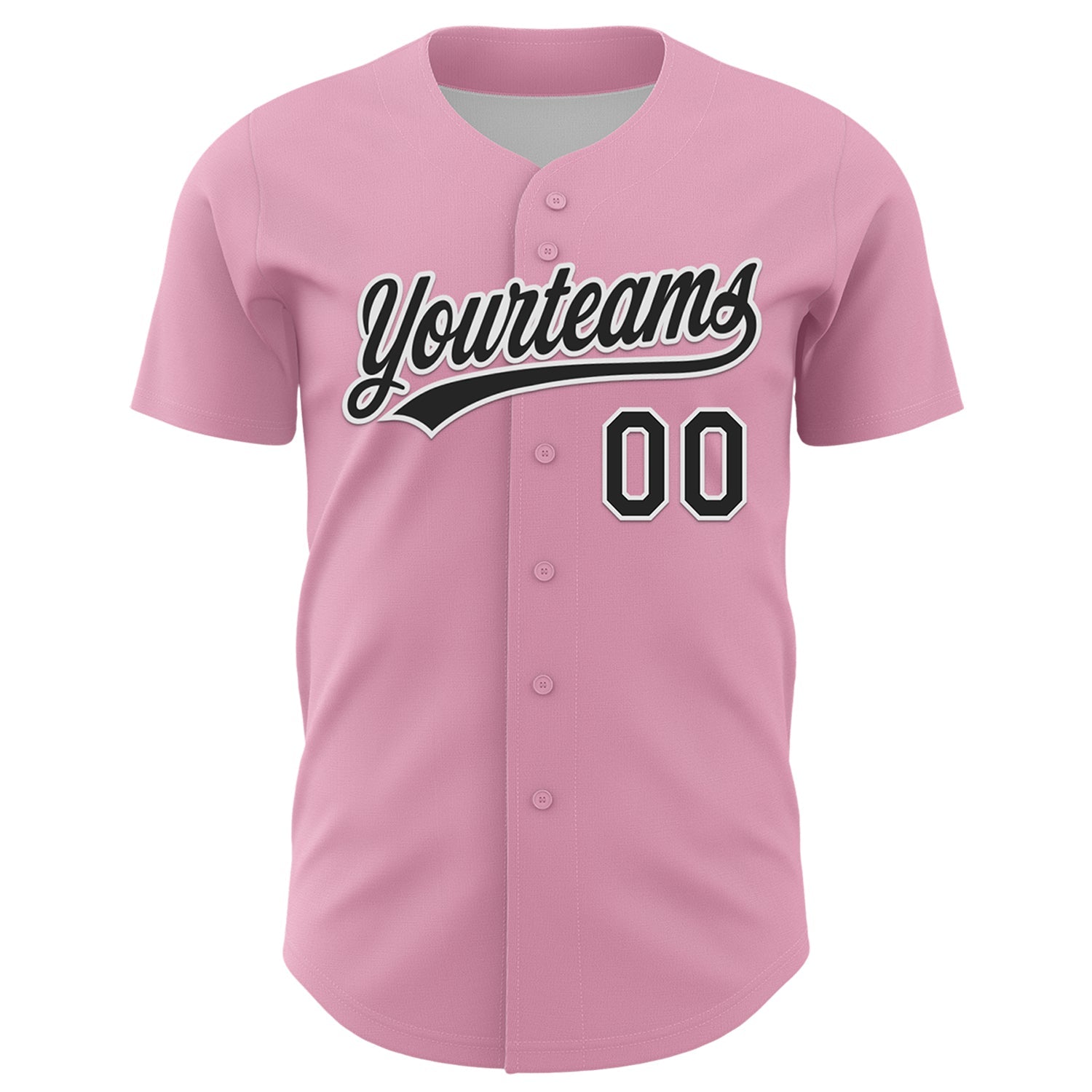 Custom Light Pink Black-White 3D Love Heart Valentine's Day Authentic Baseball Jersey view 2
