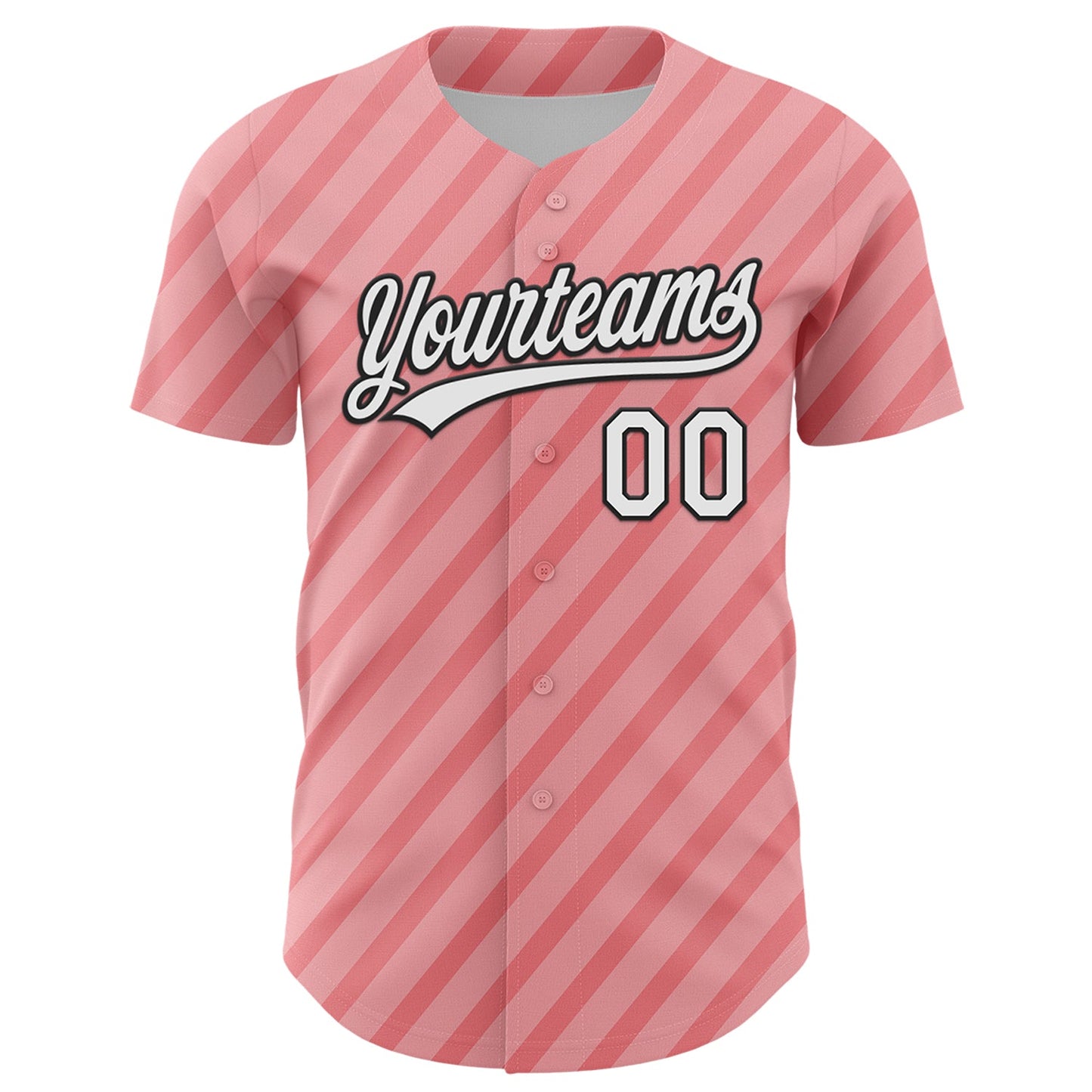 Custom Medium Pink White-Black 3D Love Heart Valentine's Day Authentic Baseball Jersey view 2