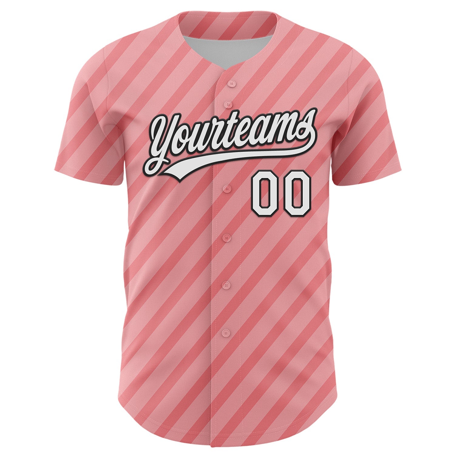 Custom Medium Pink White-Black 3D Love Heart Valentine's Day Authentic Baseball Jersey view 2