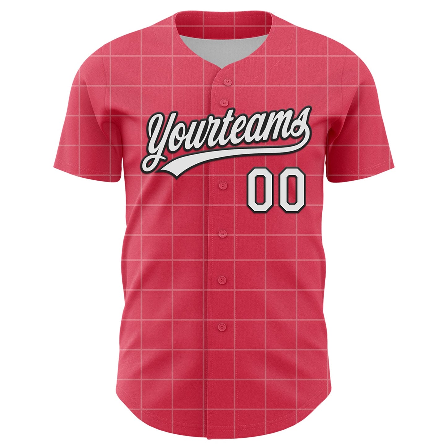 Custom Neon Pink White-Black 3D Love Heart Valentine's Day Authentic Baseball Jersey view 2