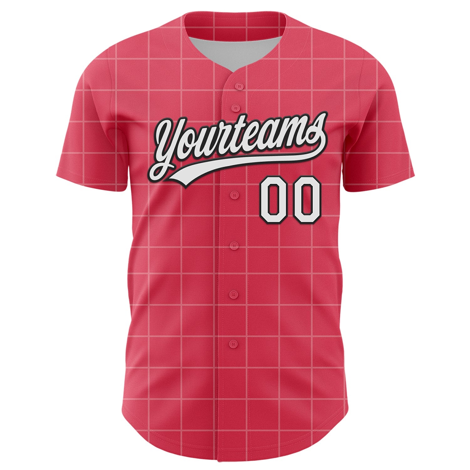 Custom Neon Pink White-Black 3D Love Heart Valentine's Day Authentic Baseball Jersey view 2