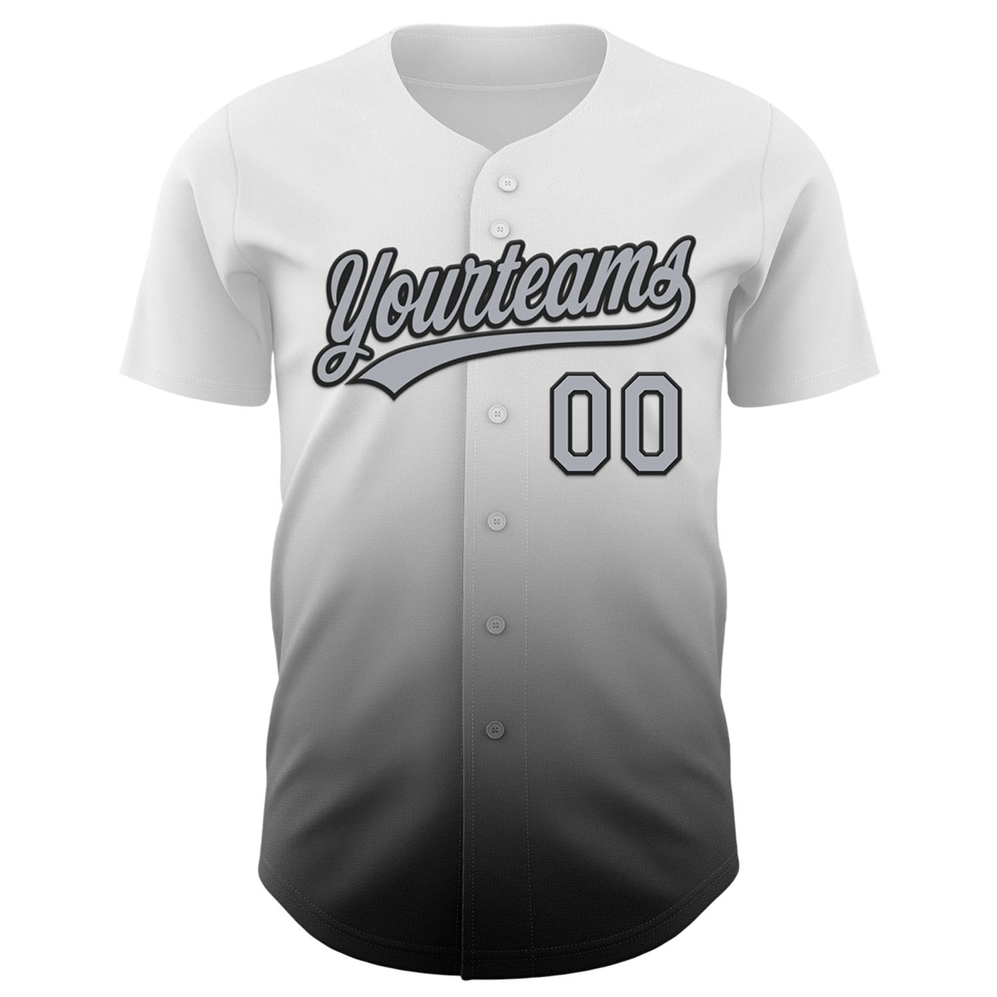 Custom White Gray-Black 3D Brain Cancer Ribbon Authentic Baseball Jersey view 2
