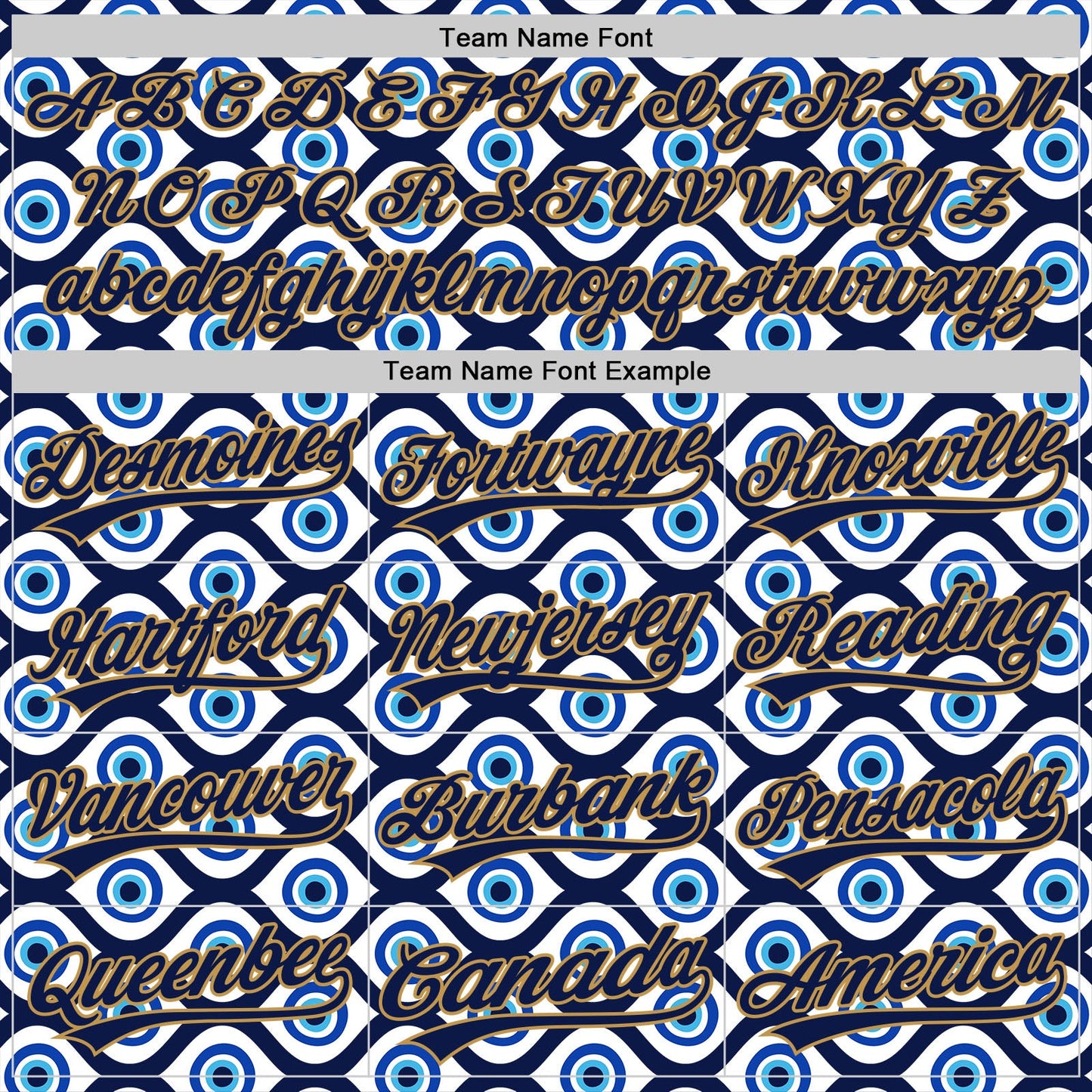 Custom White Navy-Old Gold 3D Pattern Design Evil Eyes Authentic Baseball Jersey view 4