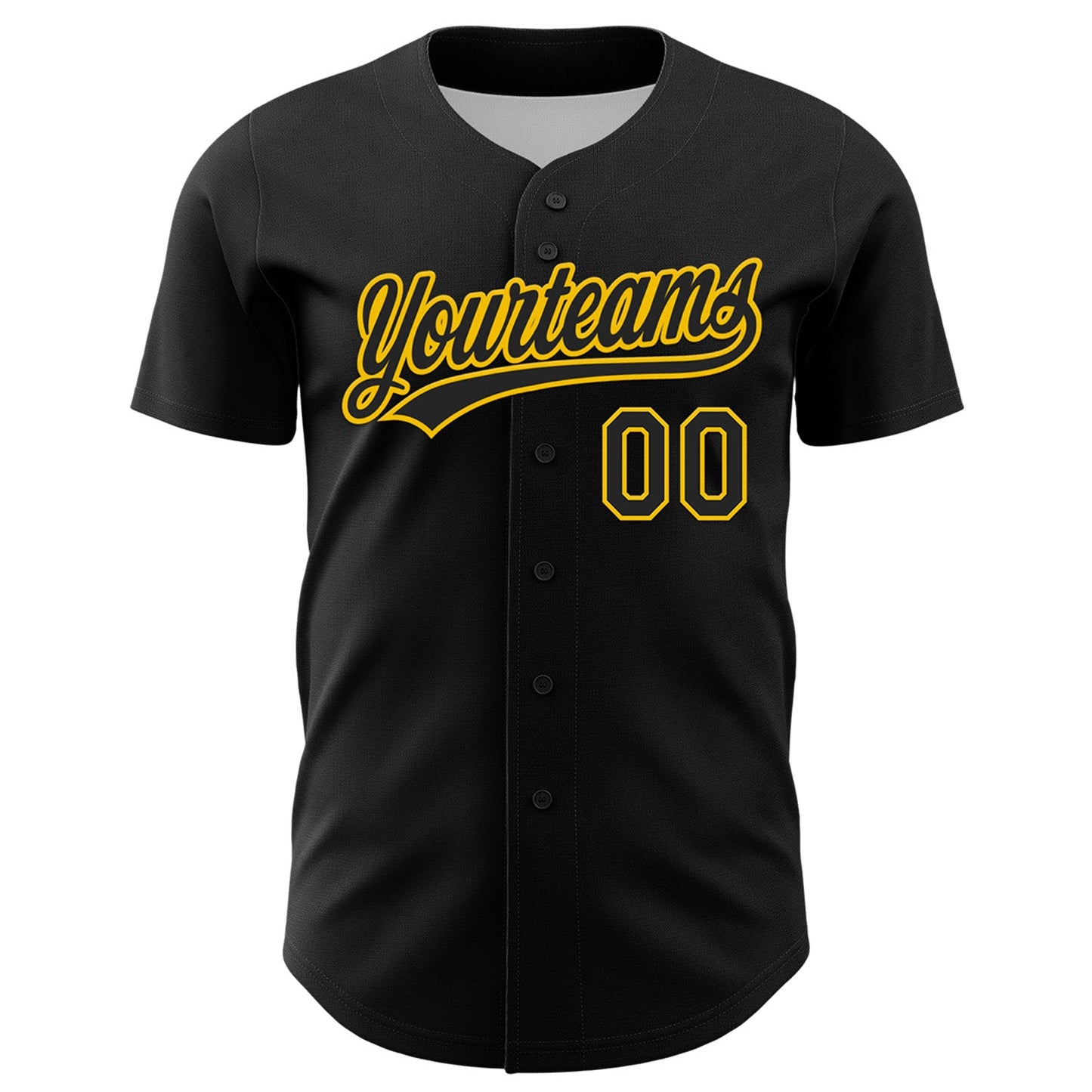 Custom Black Yellow 3D Childhood Cancer Gold Ribbon Authentic Baseball Jersey view 2
