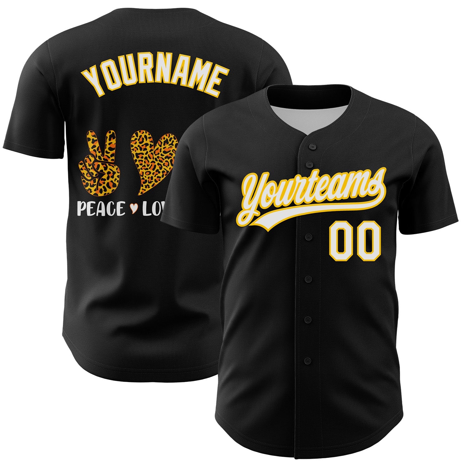 Custom Black White-Yellow 3D Childhood Cancer Gold Ribbon Authentic Baseball Jersey - Main View