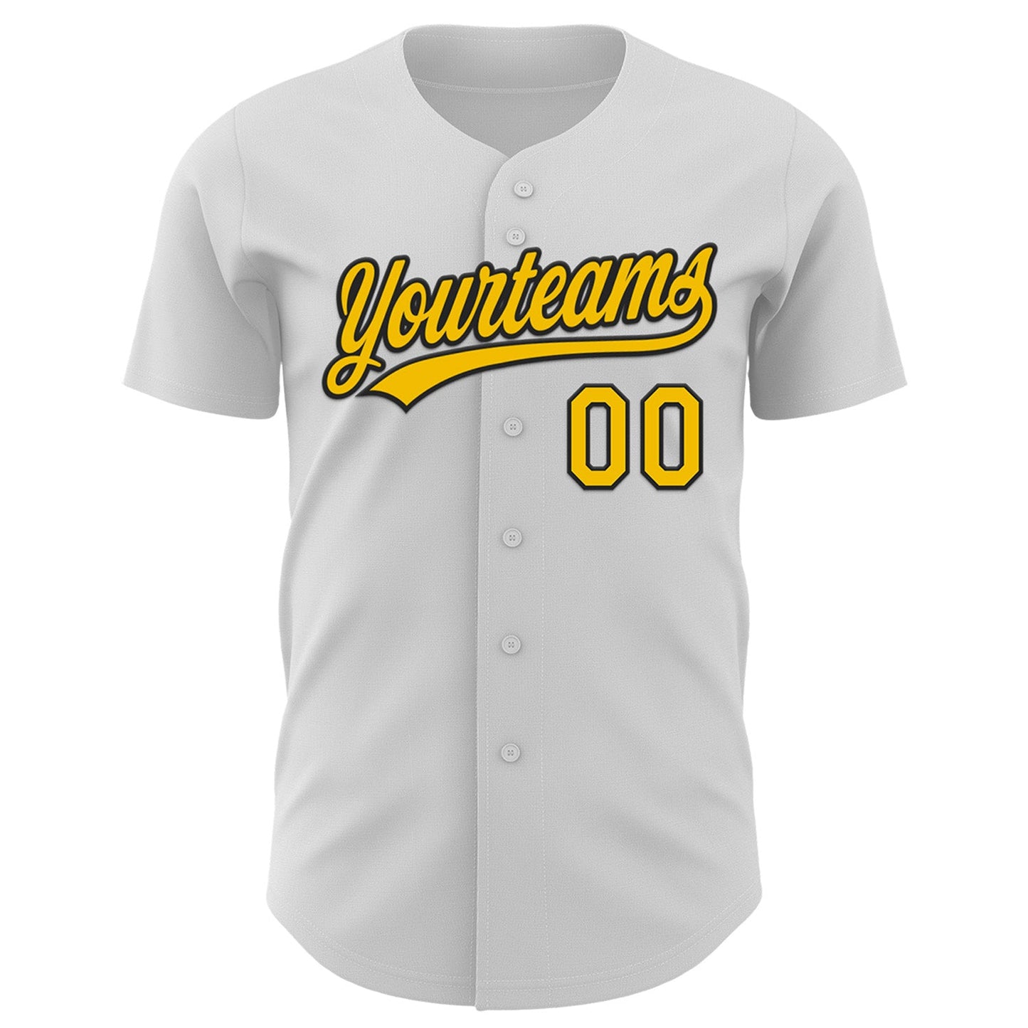 Custom White Yellow-Black 3D Childhood Cancer Gold Ribbon Authentic Baseball Jersey view 2