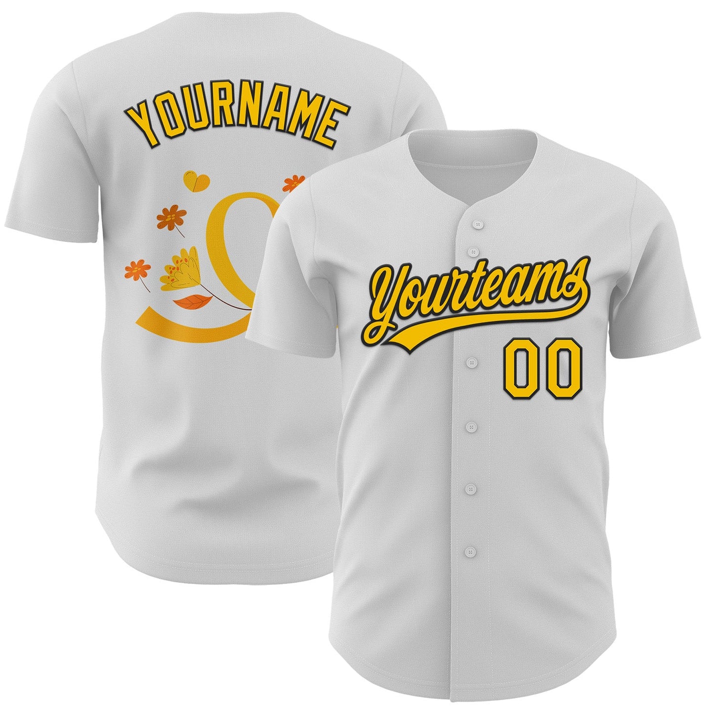 Custom White Yellow-Black 3D Childhood Cancer Gold Ribbon Authentic Baseball Jersey - Main View