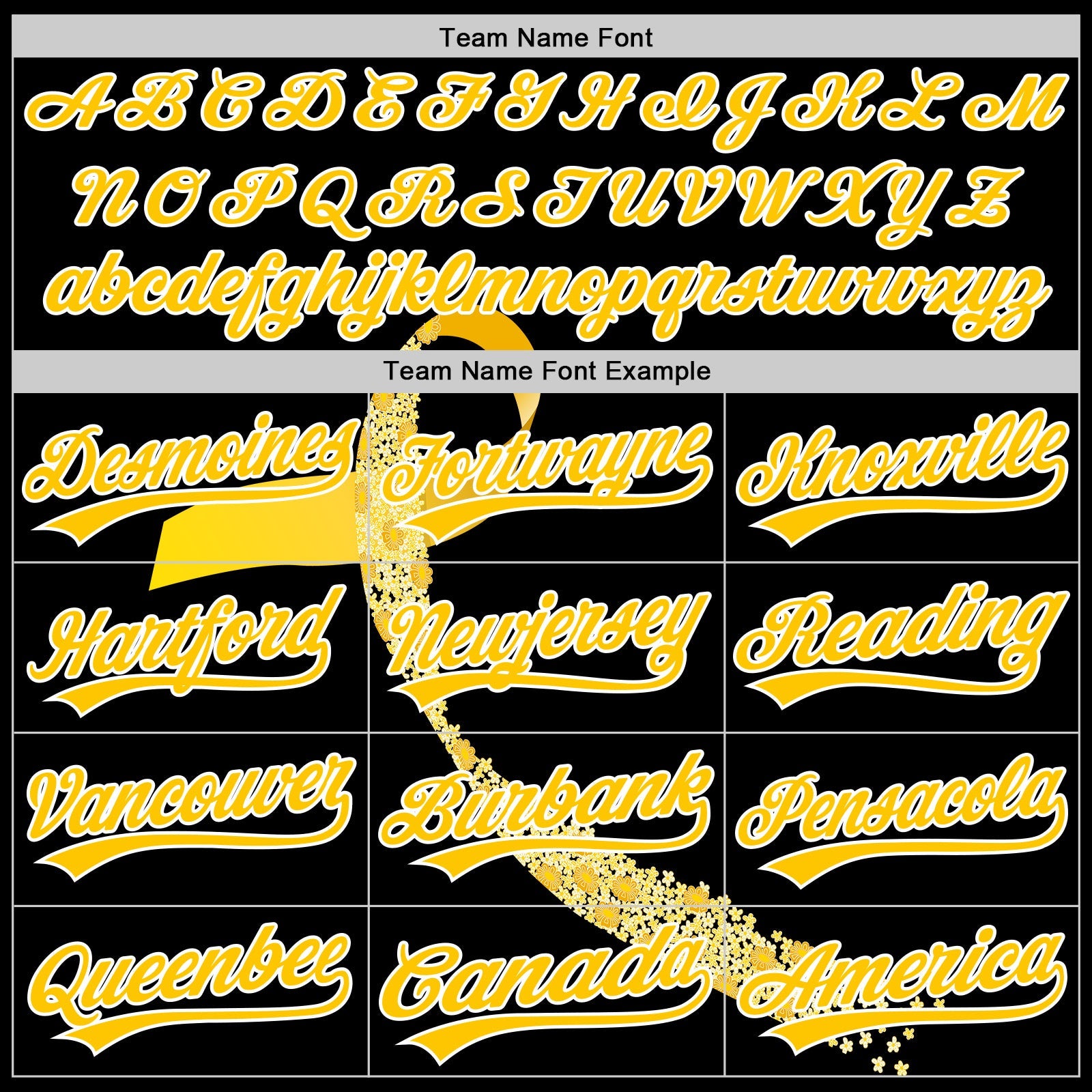 Custom Black Yellow-White 3D Childhood Cancer Gold Ribbon Authentic Baseball Jersey view 4