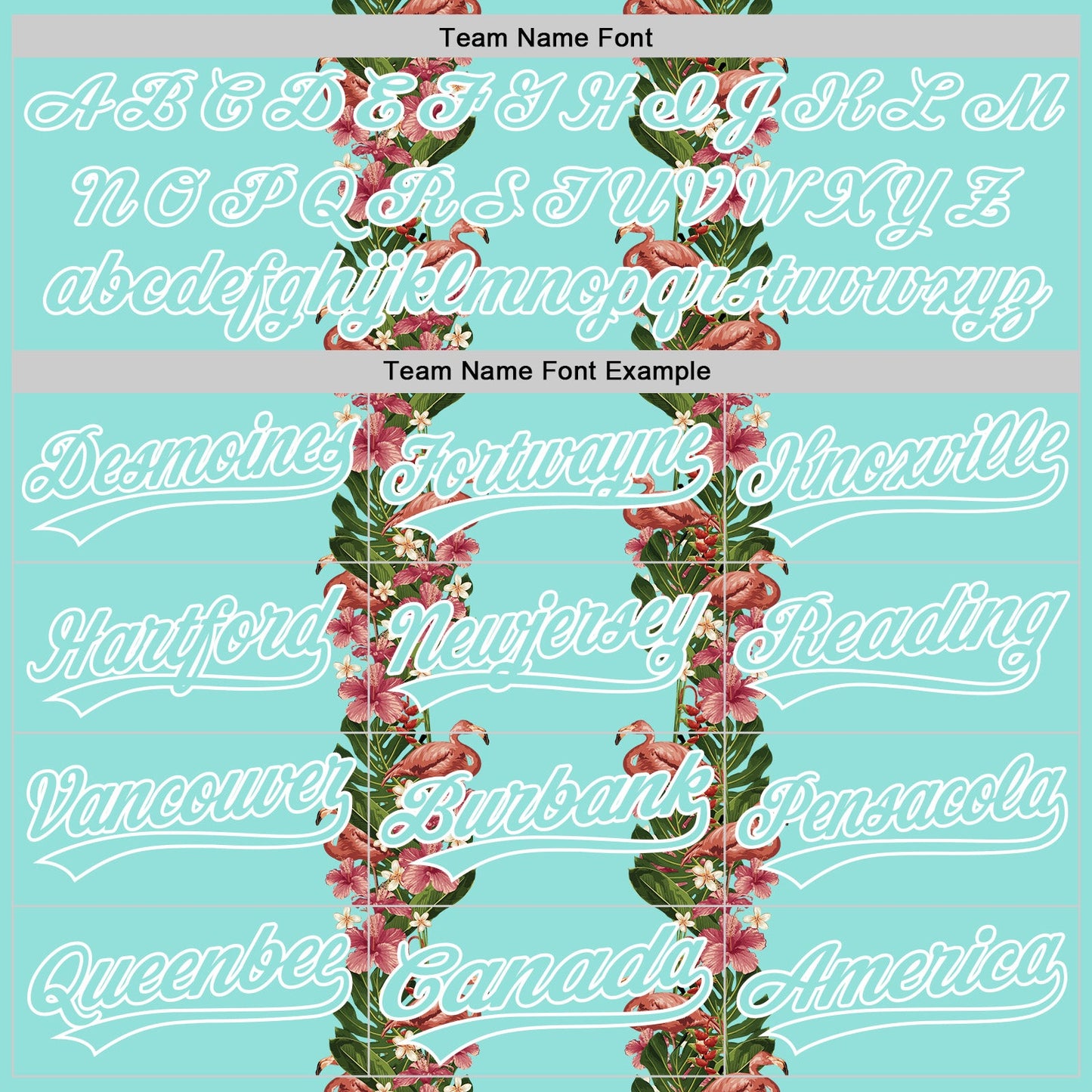Custom Ice Blue White 3D Tropical Hawaii Plant And Flamingo Authentic Baseball Jersey view 4
