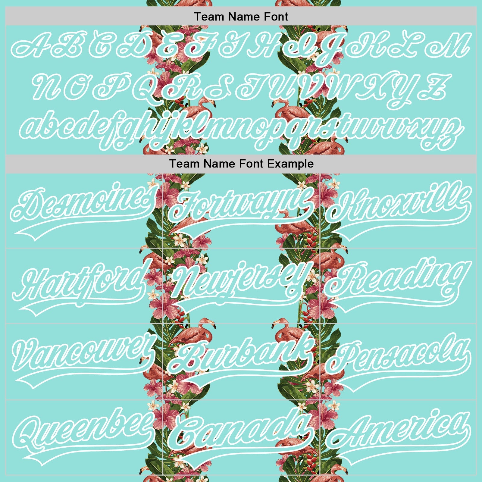 Custom Ice Blue White 3D Tropical Hawaii Plant And Flamingo Authentic Baseball Jersey view 4