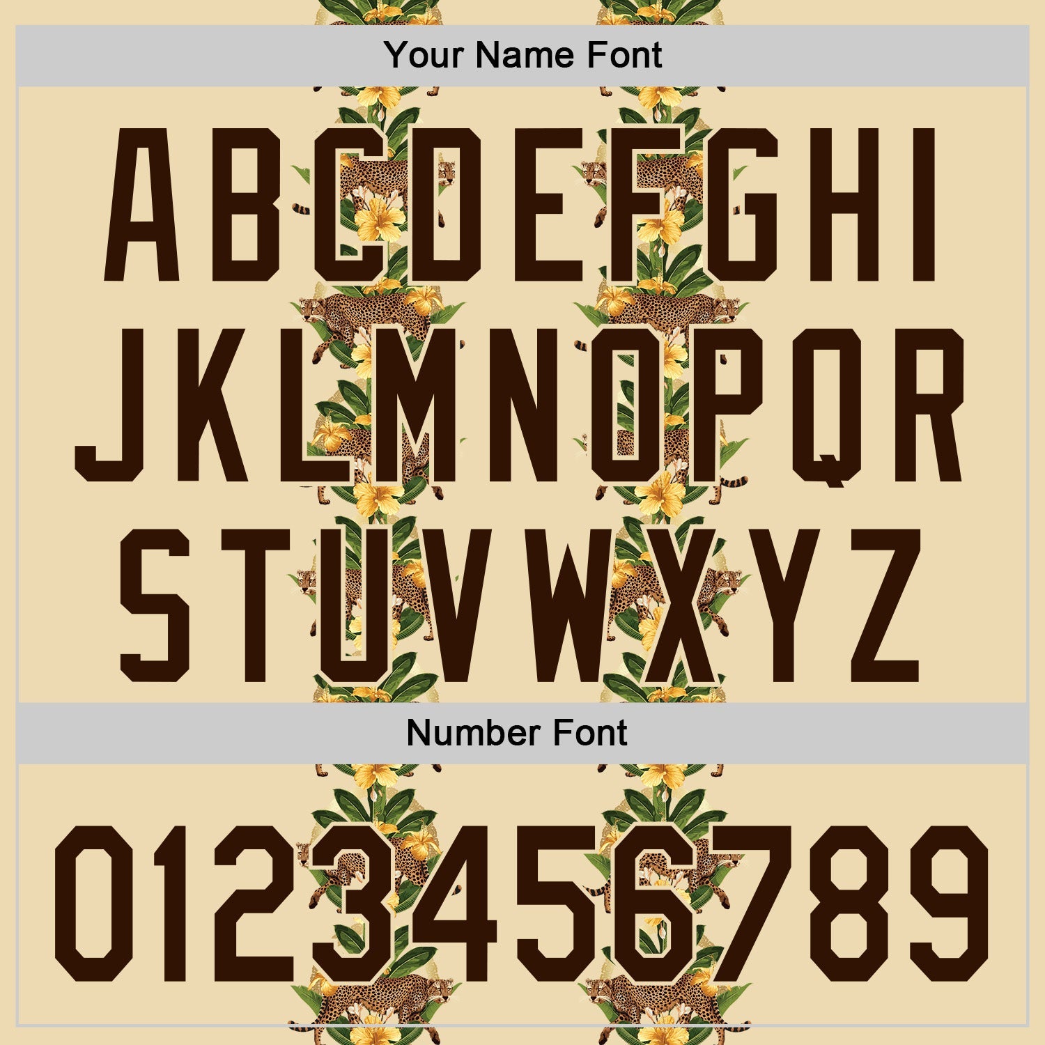 Custom Cream Brown 3D Tropical Hawaii Jungle Plant And Leopard Authentic Baseball Jersey view 5