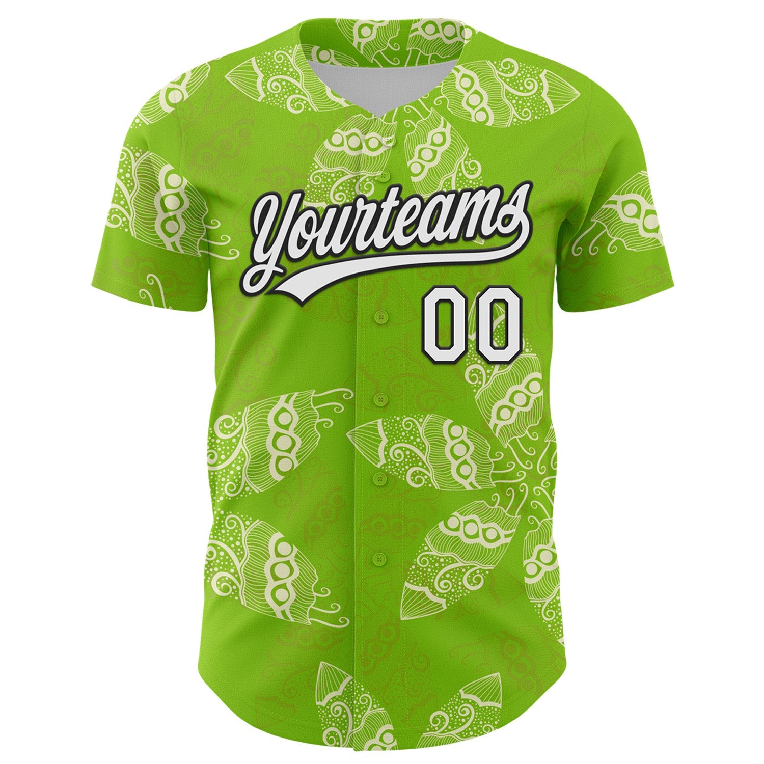 Custom Neon Green White-Black 3D Tropical Hawaii Jungle Plant Authentic Baseball Jersey view 2