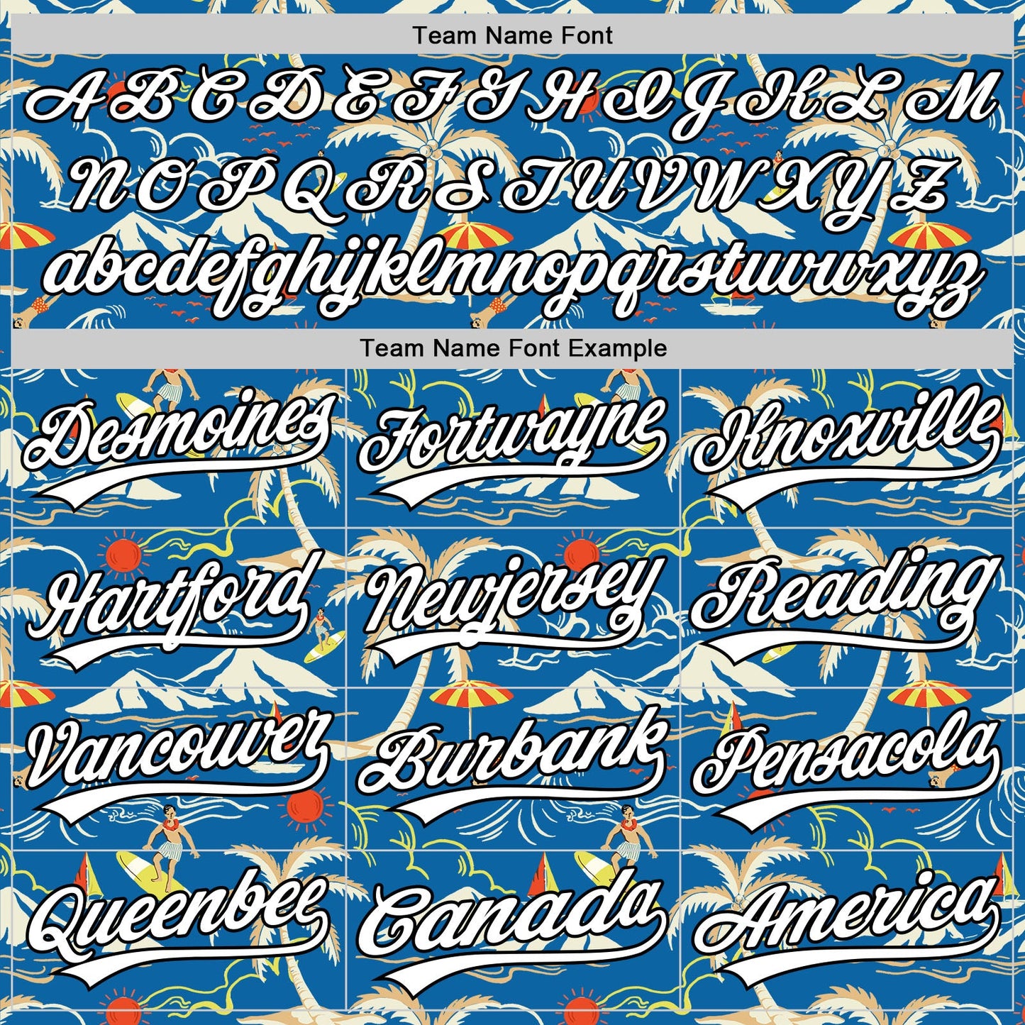 Custom Blue White-Black 3D Tropical Beach Island Hawaii Palm Tree Authentic Baseball Jersey view 4