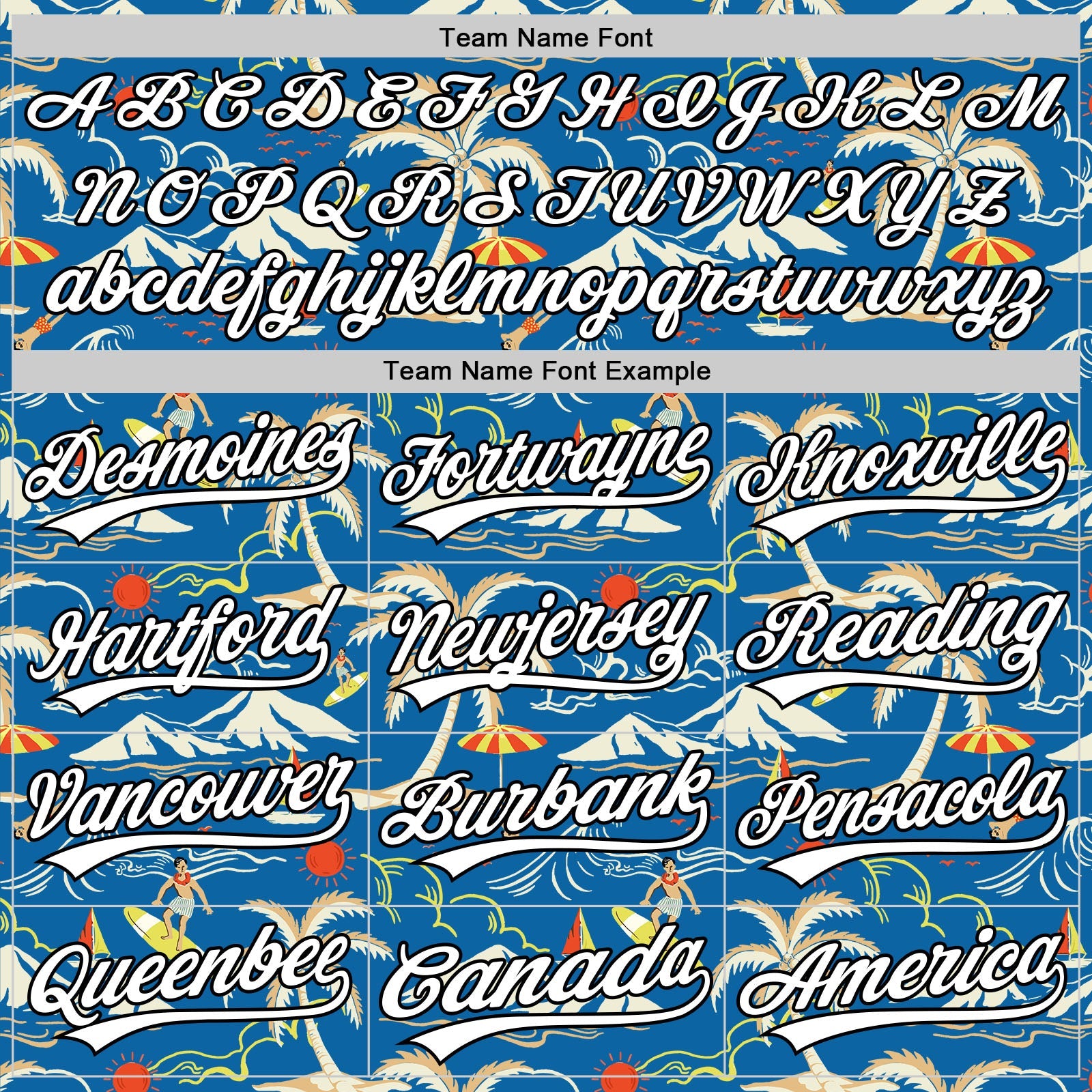 Custom Blue White-Black 3D Tropical Beach Island Hawaii Palm Tree Authentic Baseball Jersey view 4