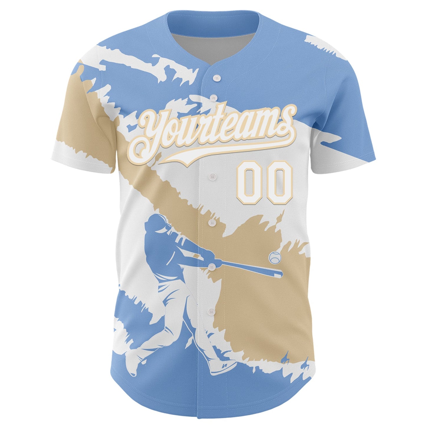 Custom Light Blue White-City Cream 3D Argentina Argentinian Flag Authentic Baseball Jersey view 2