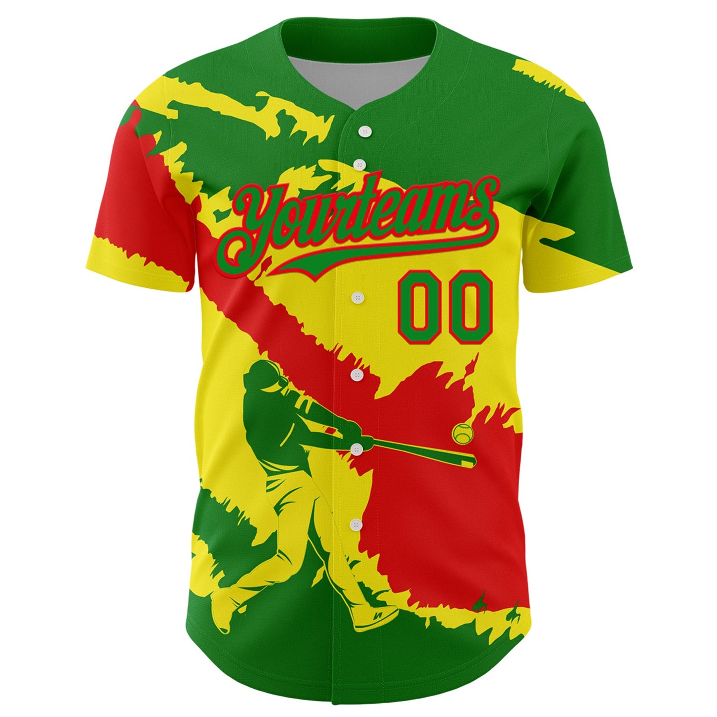 Custom Grass Green Fire Red-Light Yellow 3D Bolivia Bolivian Flag Authentic Baseball Jersey view 2