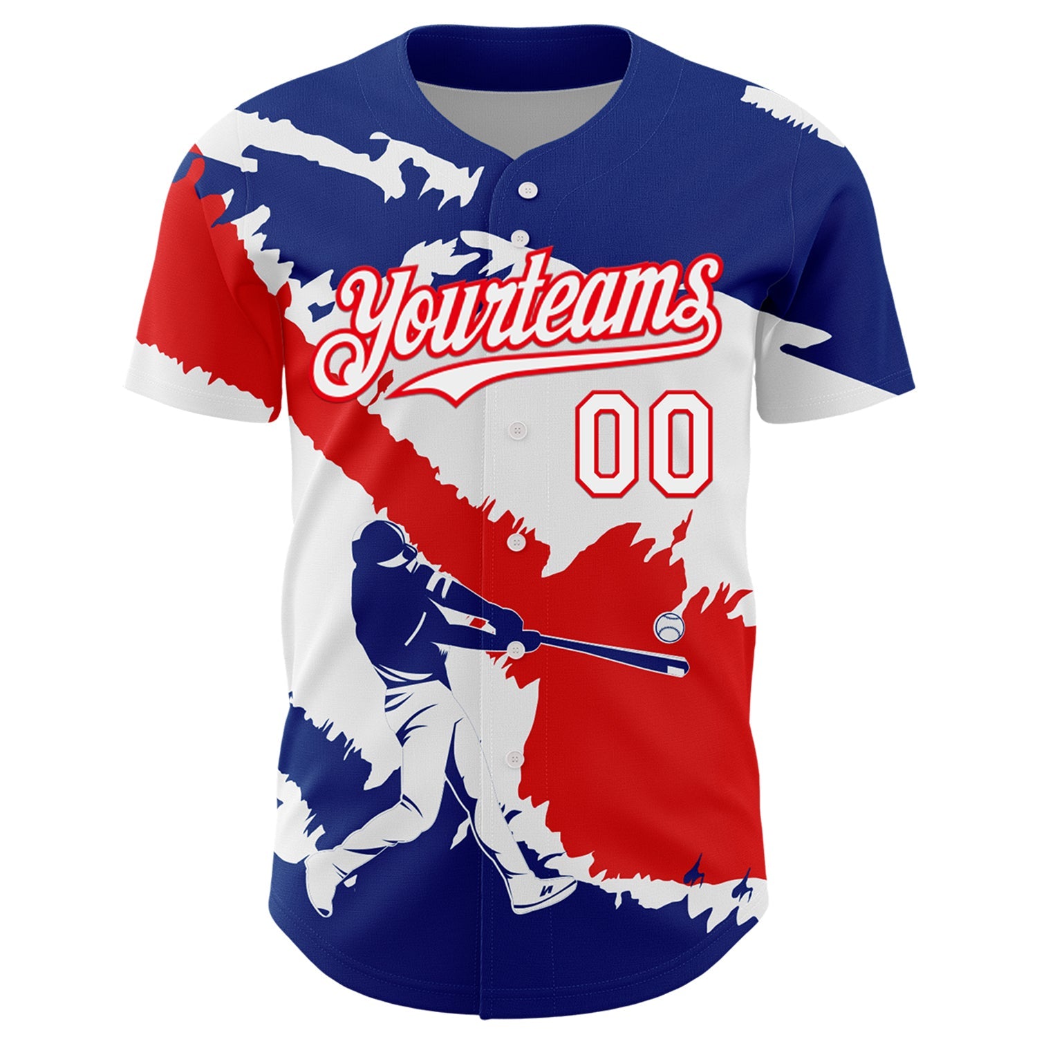 Custom Royal White-Fire Red 3D Costa Rica Costa Rican Flag Authentic Baseball Jersey view 2