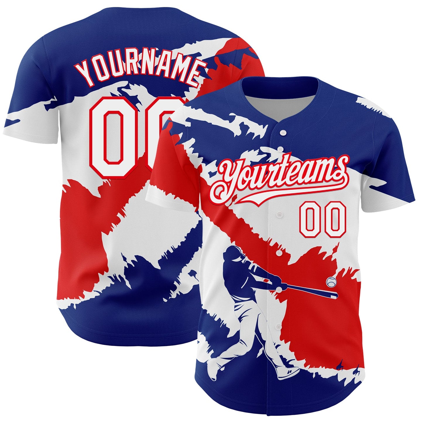 Custom Royal White-Fire Red 3D Costa Rica Costa Rican Flag Authentic Baseball Jersey - Main View