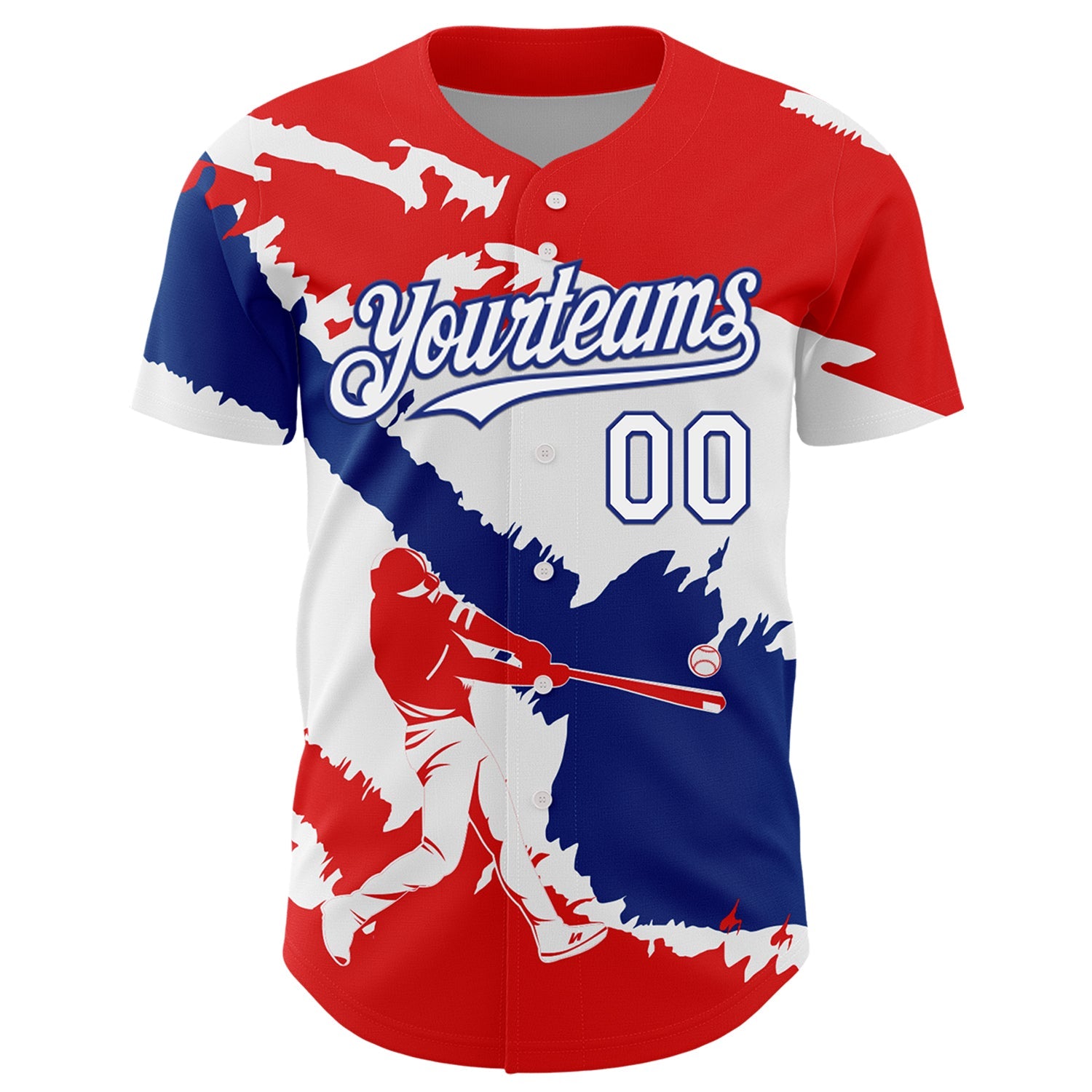 Custom Fire Red White-Royal 3D Cuba Cuban Flag Authentic Baseball Jersey view 2