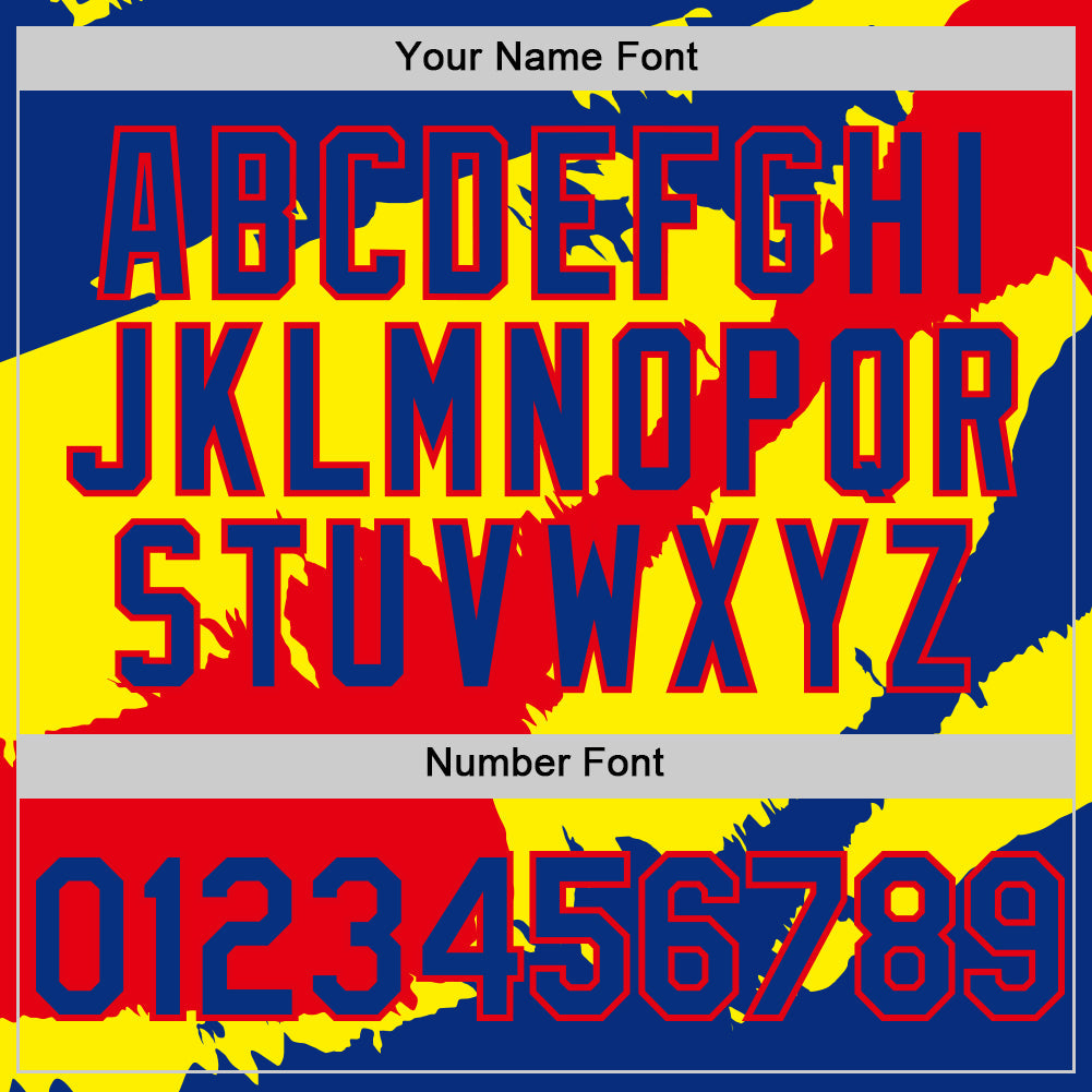 Custom Royal Fire Red-Light Yellow 3D Ecuador Ecuadorian Flag Authentic Baseball Jersey view 5