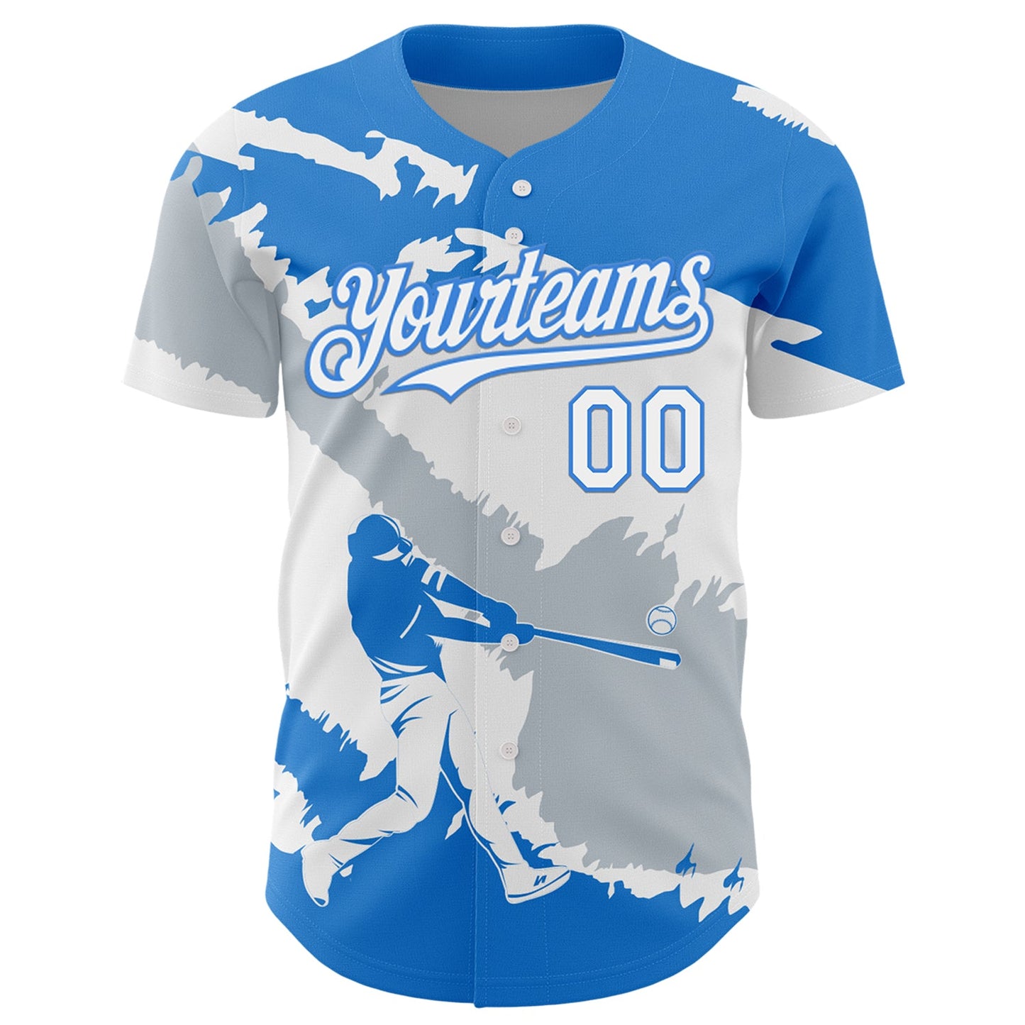 Custom Electric Blue White-Silver 3D Honduras Honduran Flag Authentic Baseball Jersey view 2