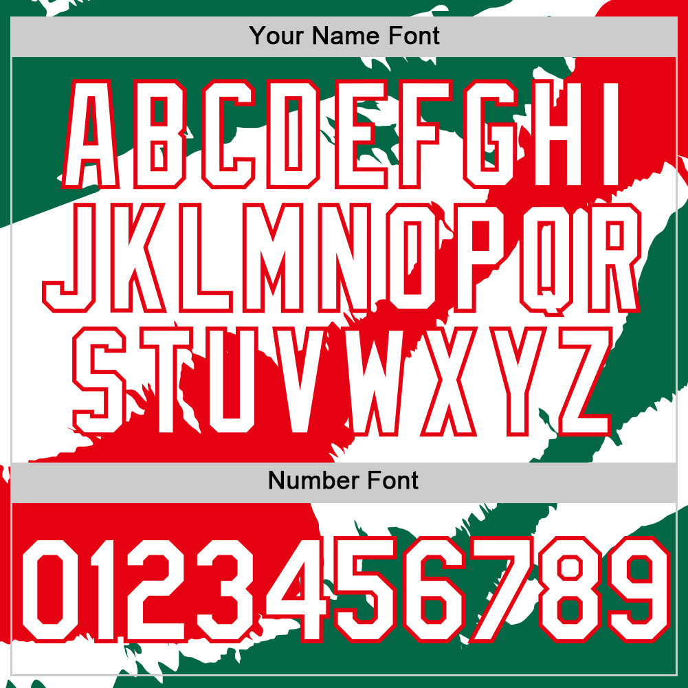 Custom Kelly Green White-Fire Red 3D Mexico Mexican Flag Authentic Baseball Jersey view 5