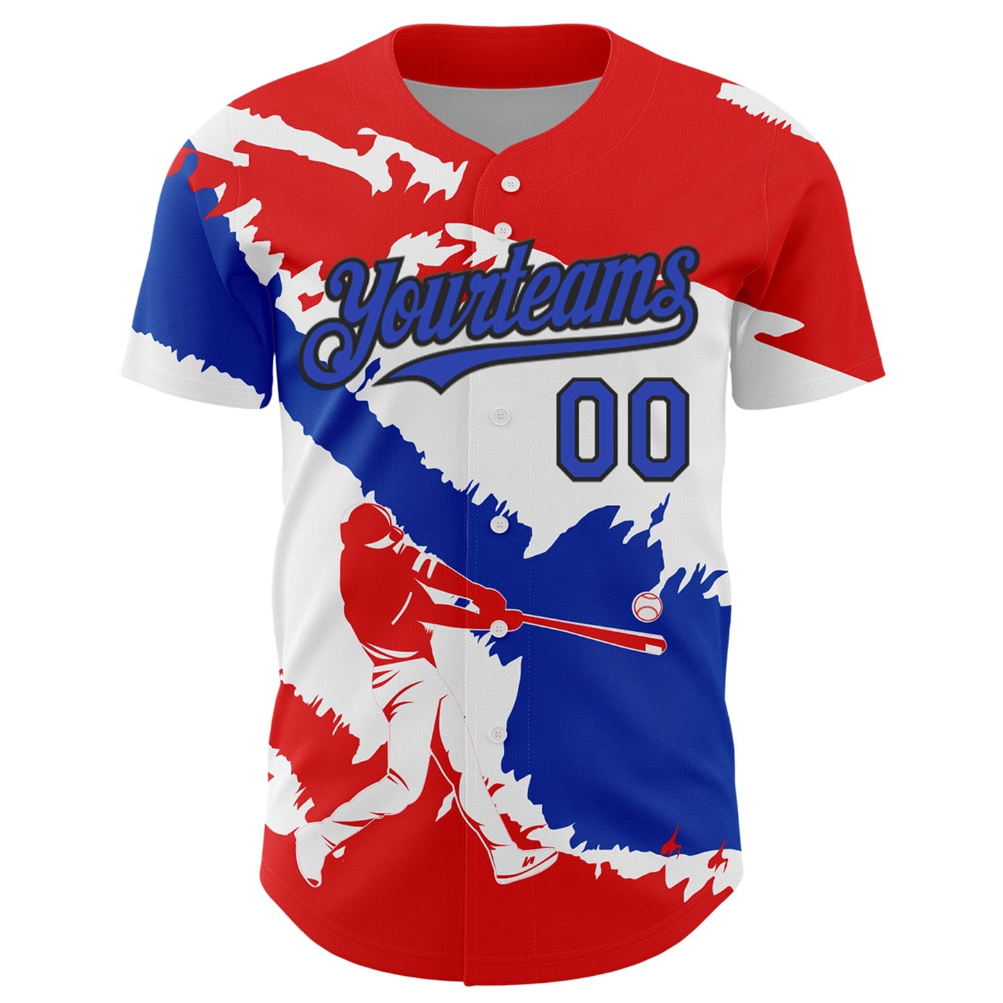 Custom Fire Red Thunder Blue-Black 3D Paraguay Paraguayan Flag Authentic Baseball Jersey view 2