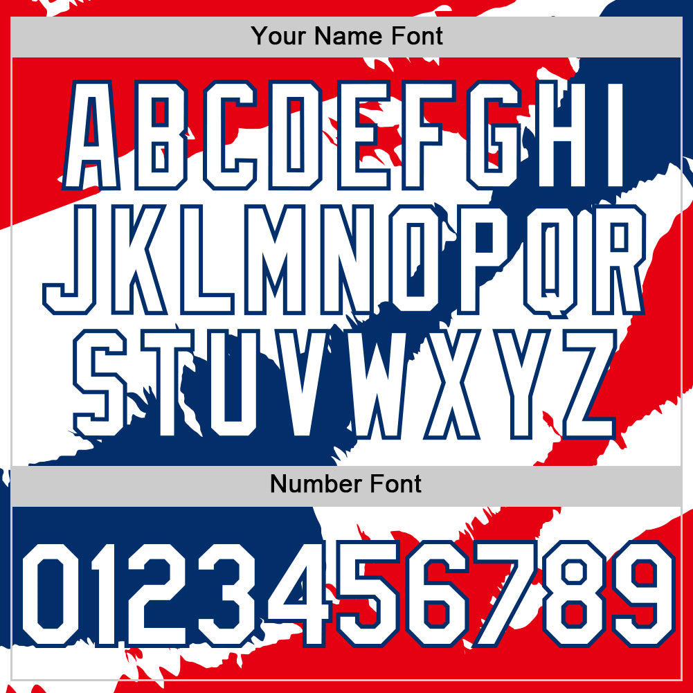 Custom Fire Red White-US Navy Blue 3D Dominican Republic Flag Authentic Baseball Jersey view 5