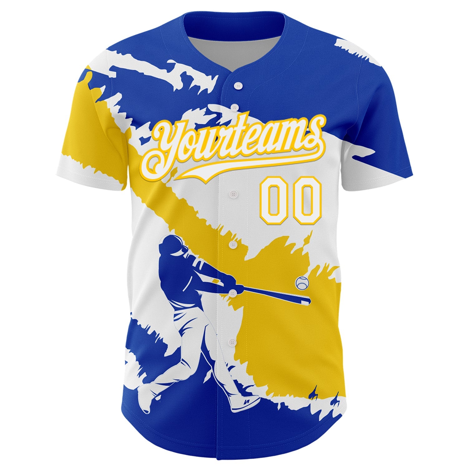 Custom Thunder Blue White-Yellow 3D Uruguay Uruguayan Flag Authentic Baseball Jersey view 2