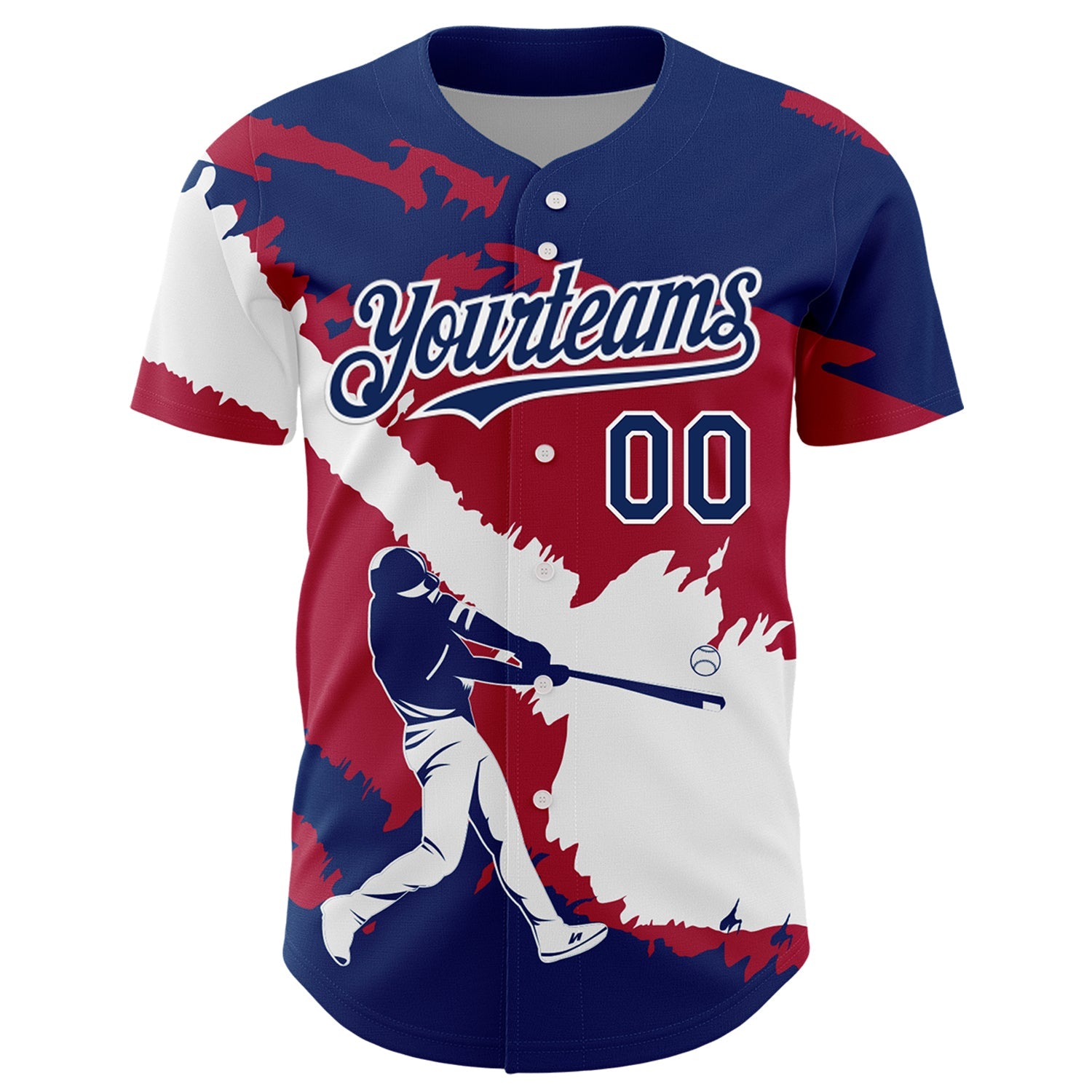 Custom US Navy Blue Cardinal-White 3D USA Flag Authentic Baseball Jersey view 2