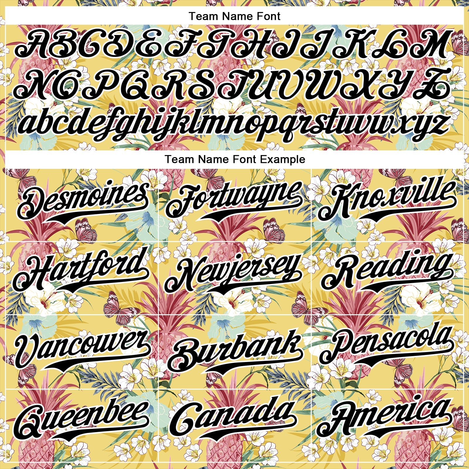 Custom Yellow Black-White 3D Hawaii Tropical Leaves Flower Pineapple Authentic Baseball Jersey view 4