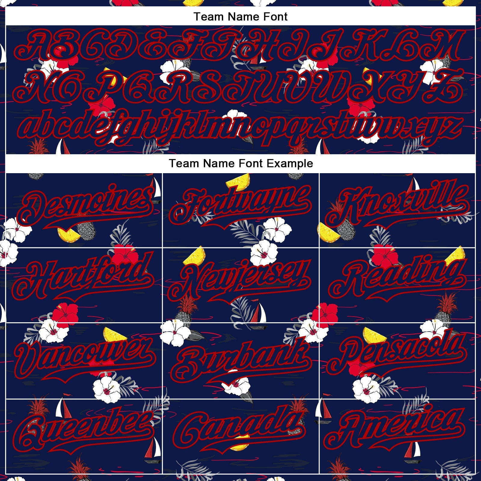 Custom Navy Red 3D Hawaii Tropical Leaves And Flowers Authentic Baseball Jersey view 4