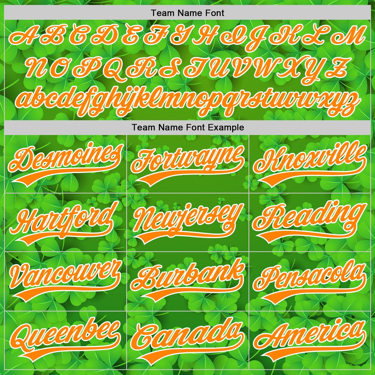 Custom Green Bay Orange-White 3D St. Patrick's Day Shamrock Authentic Baseball Jersey view 4