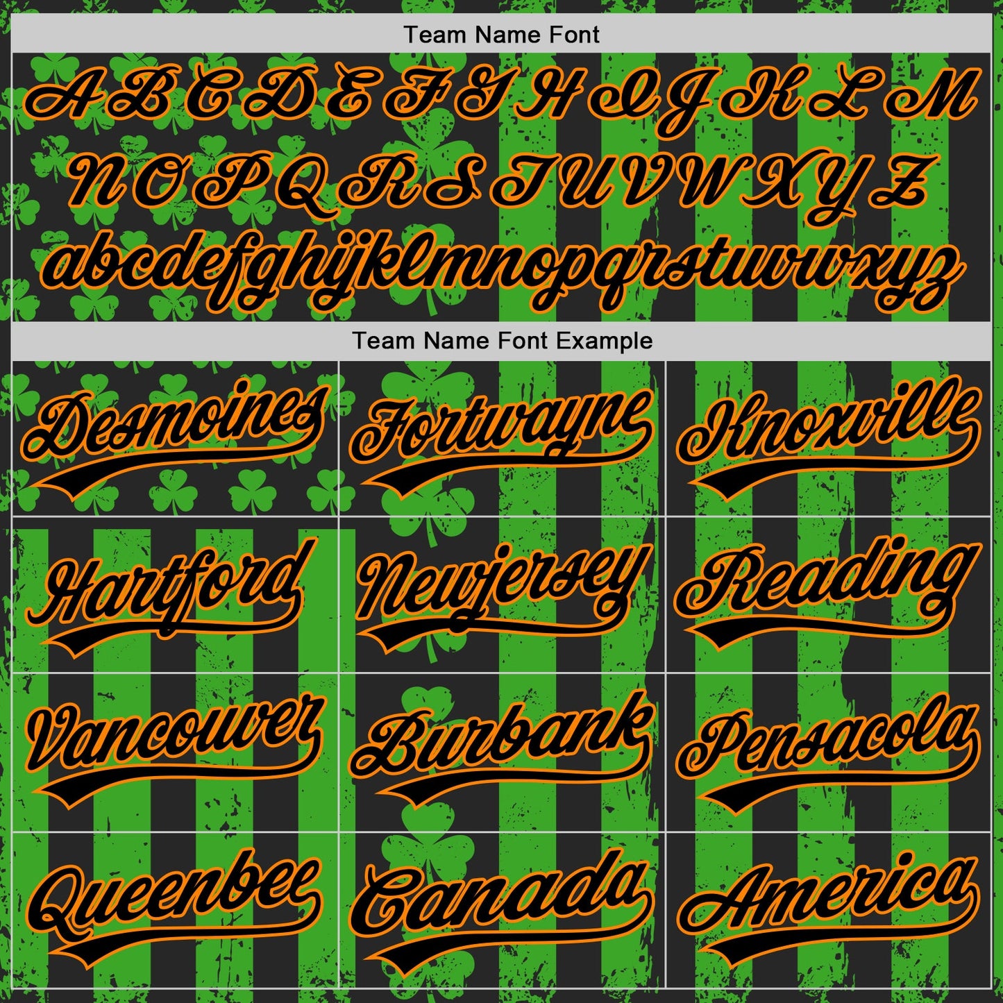 Custom Green Black-Bay Orange 3D St. Patrick's Day Shamrock Authentic Baseball Jersey view 4
