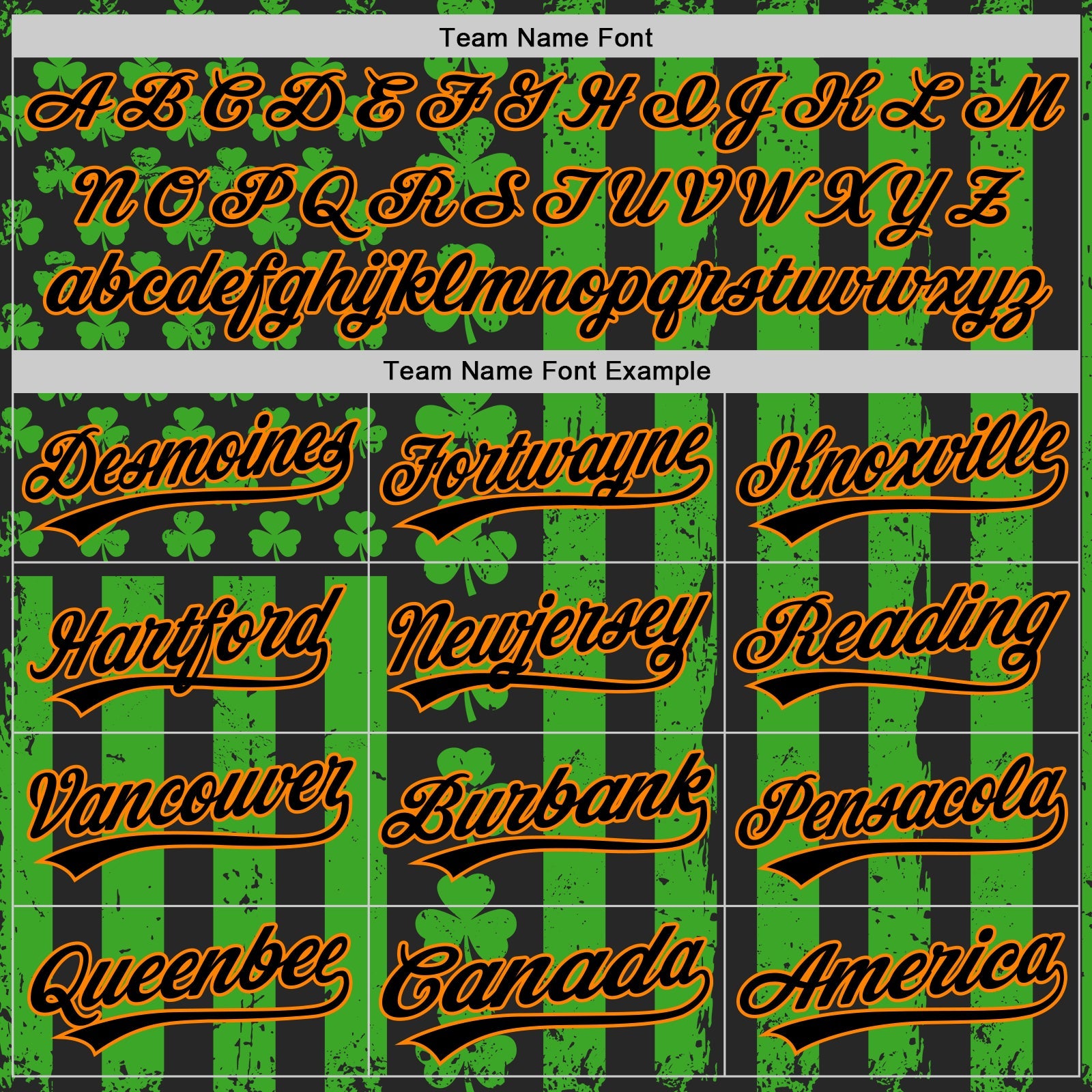 Custom Green Black-Bay Orange 3D St. Patrick's Day Shamrock Authentic Baseball Jersey view 4