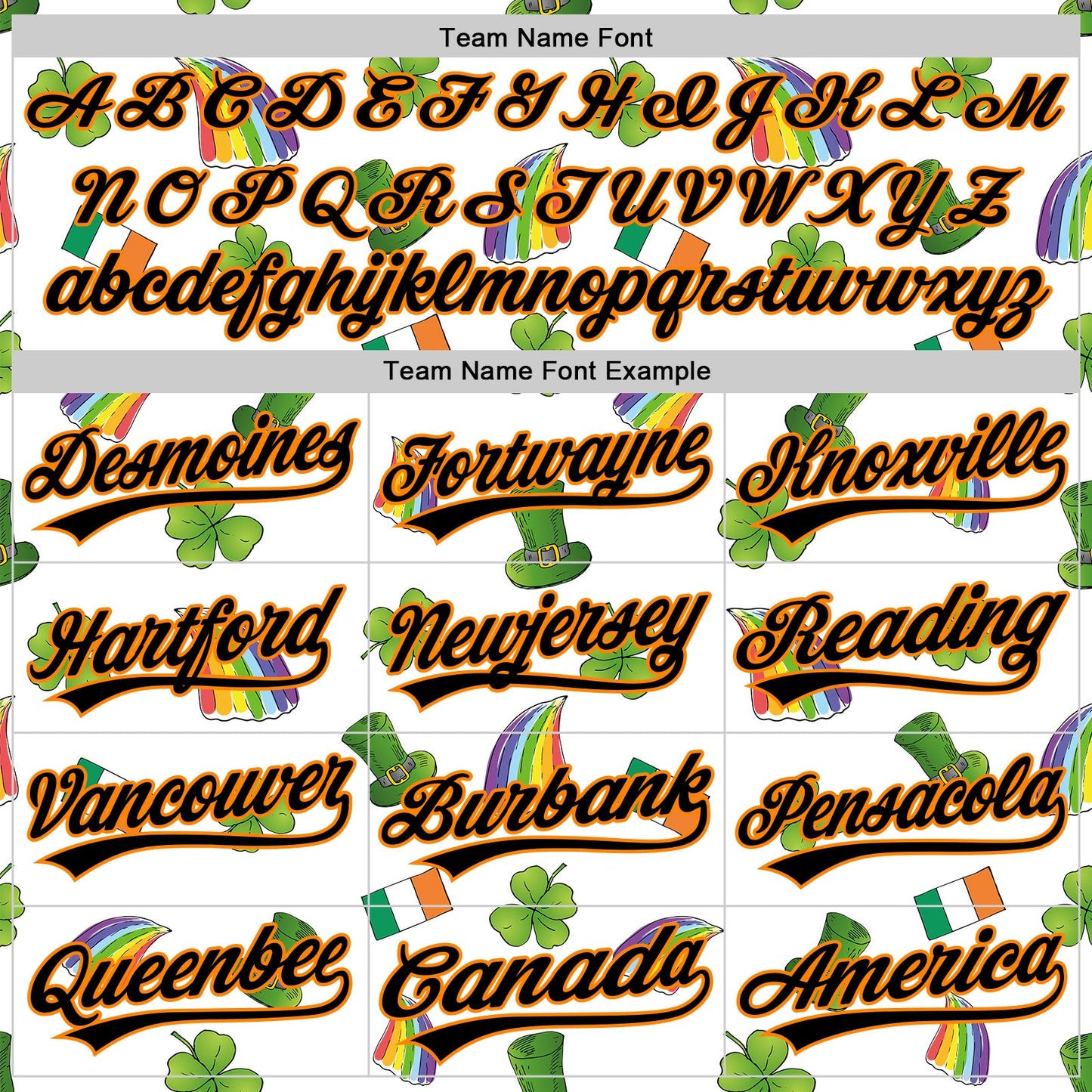 Custom White Black Bay Orange-Green 3D St. Patrick's Day Shamrock Authentic Baseball Jersey view 4