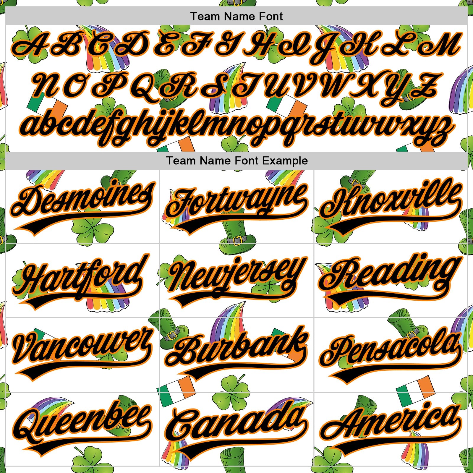 Custom White Black Bay Orange-Green 3D St. Patrick's Day Shamrock Authentic Baseball Jersey view 4