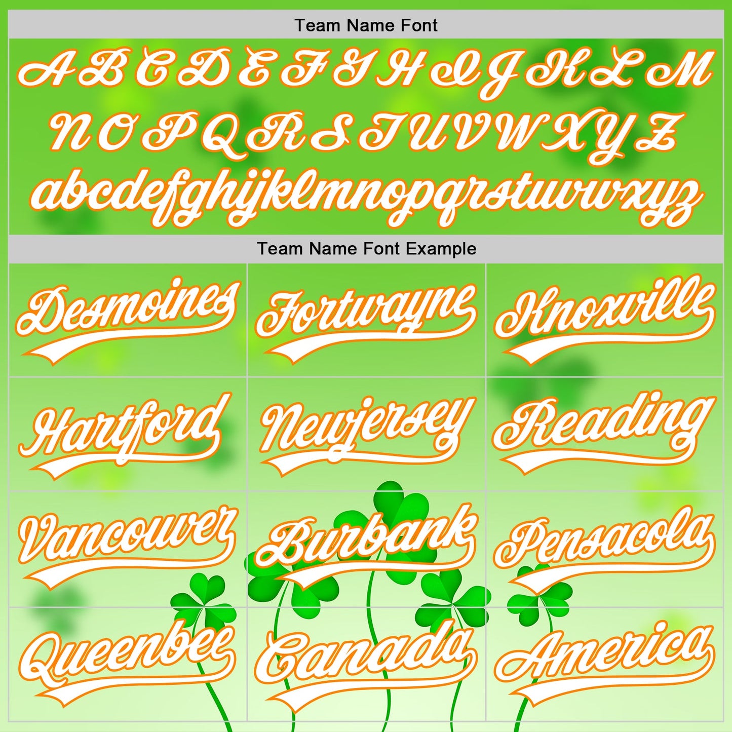 Custom Green White-Bay Orange 3D St. Patrick's Day Shamrock Authentic Baseball Jersey view 4