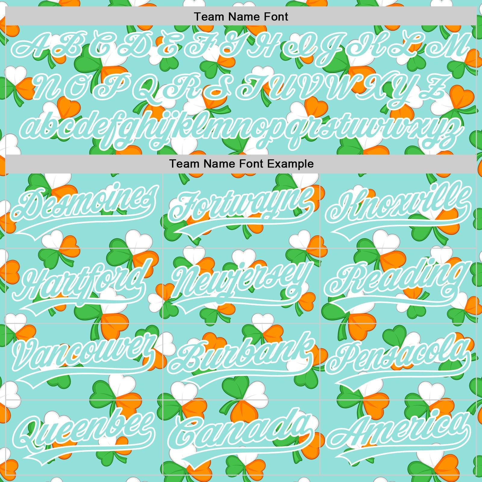 Custom Ice Blue Green-Bay Orange 3D St. Patrick's Day Shamrock Authentic Baseball Jersey view 4