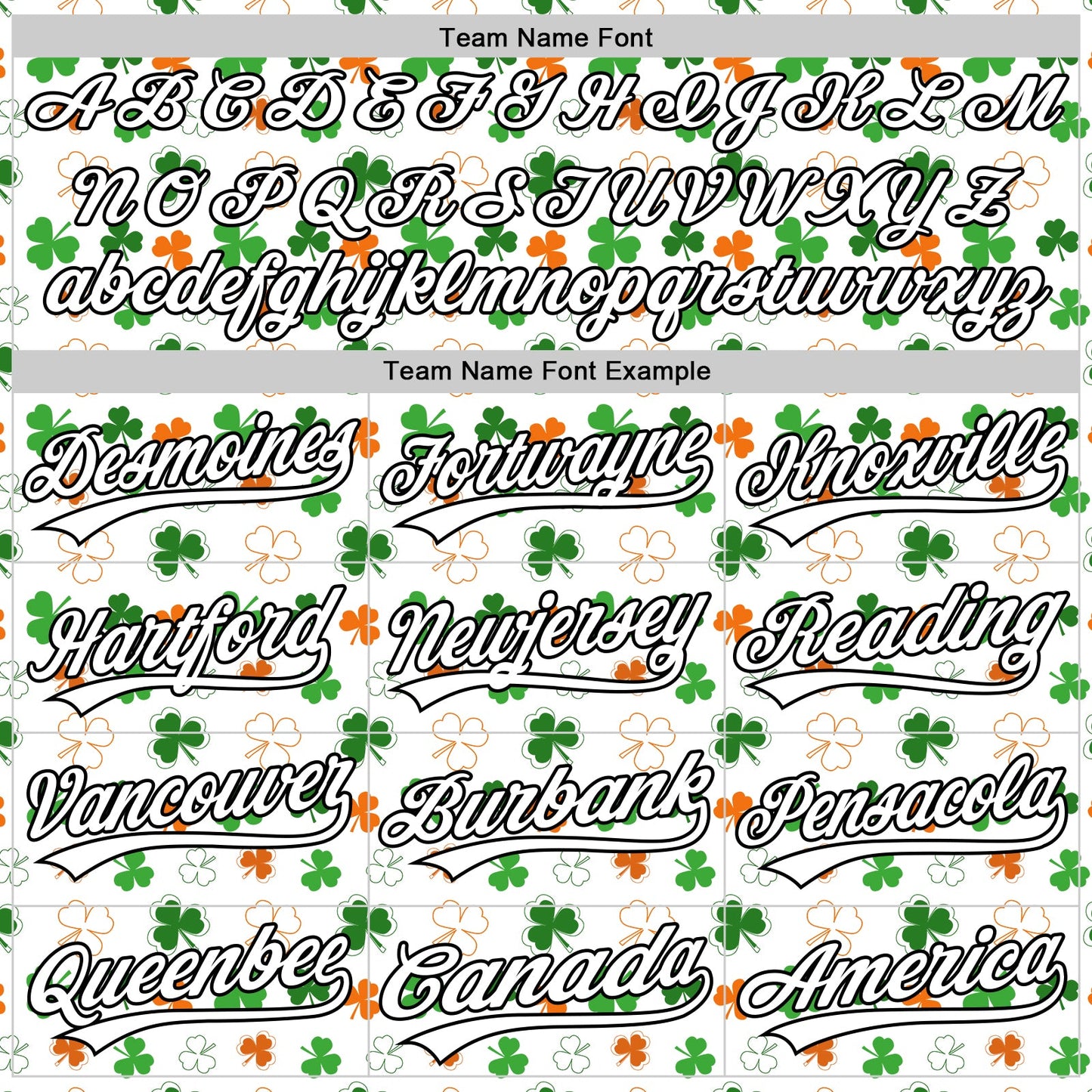 Custom White Black Green-Bay Orange 3D St. Patrick's Day Shamrock Authentic Baseball Jersey view 4