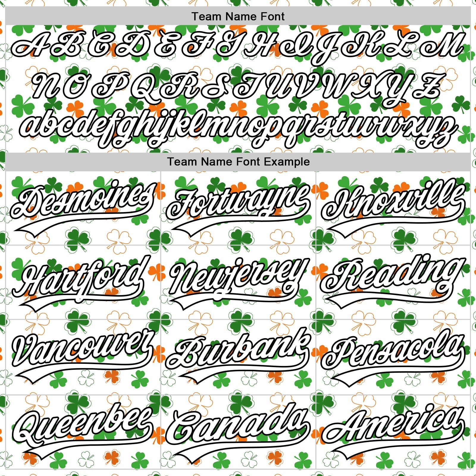 Custom White Black Green-Bay Orange 3D St. Patrick's Day Shamrock Authentic Baseball Jersey view 4